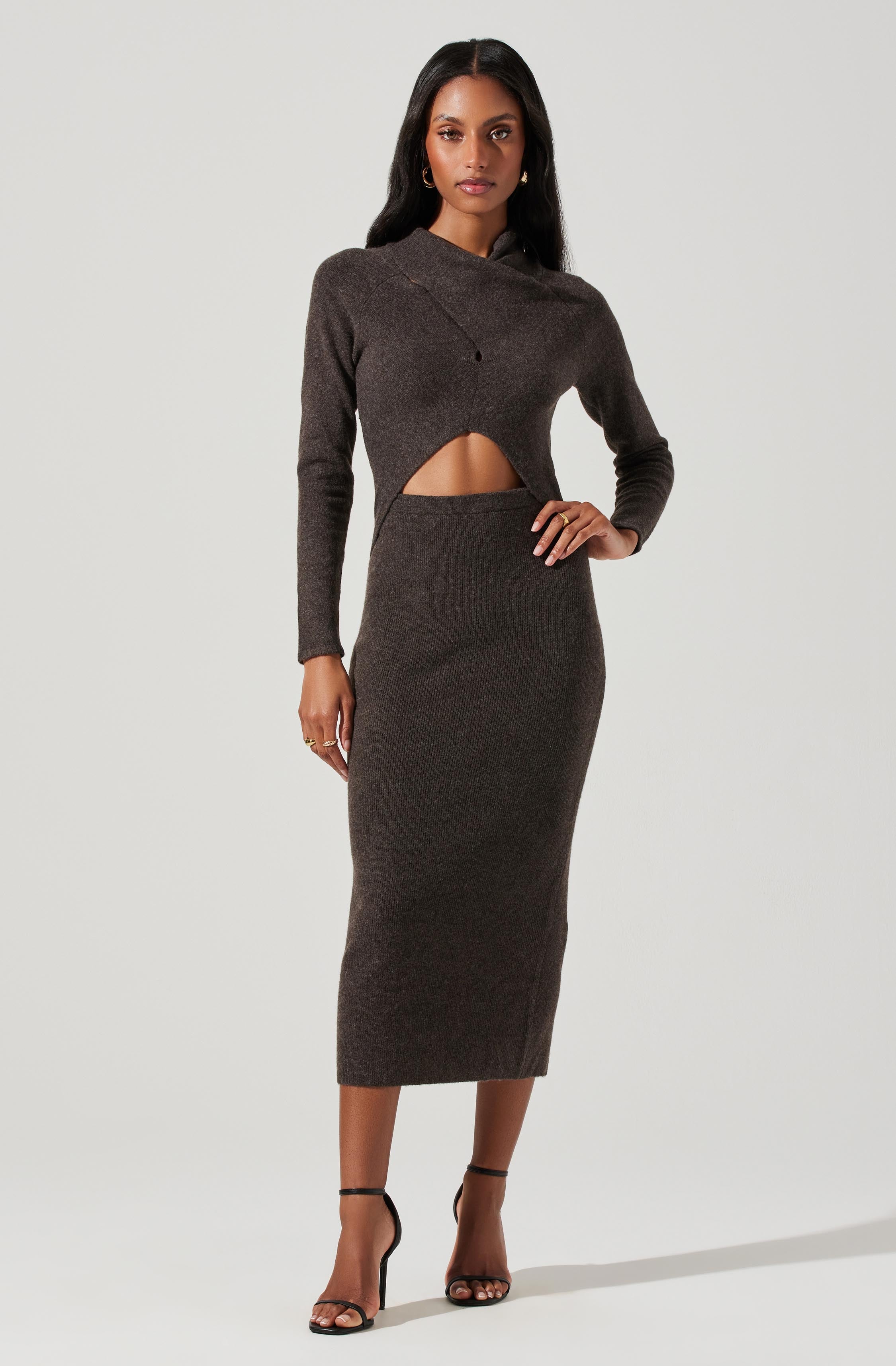 Spencer Cutout Midi Sweater Dress-Aljck