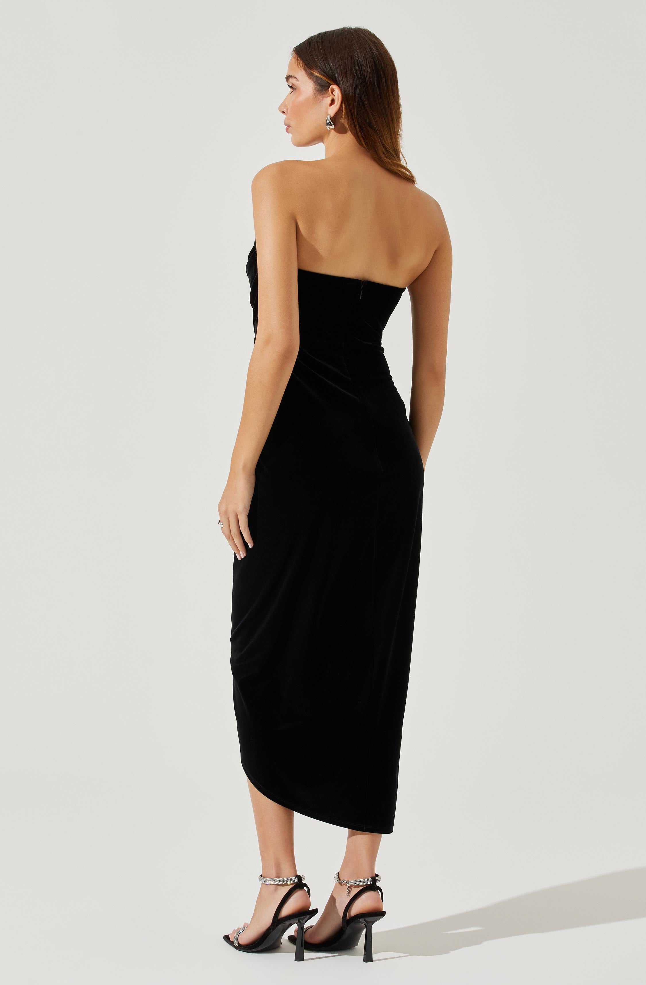 Meghan Velvet Draped Midi Dress-Aljck