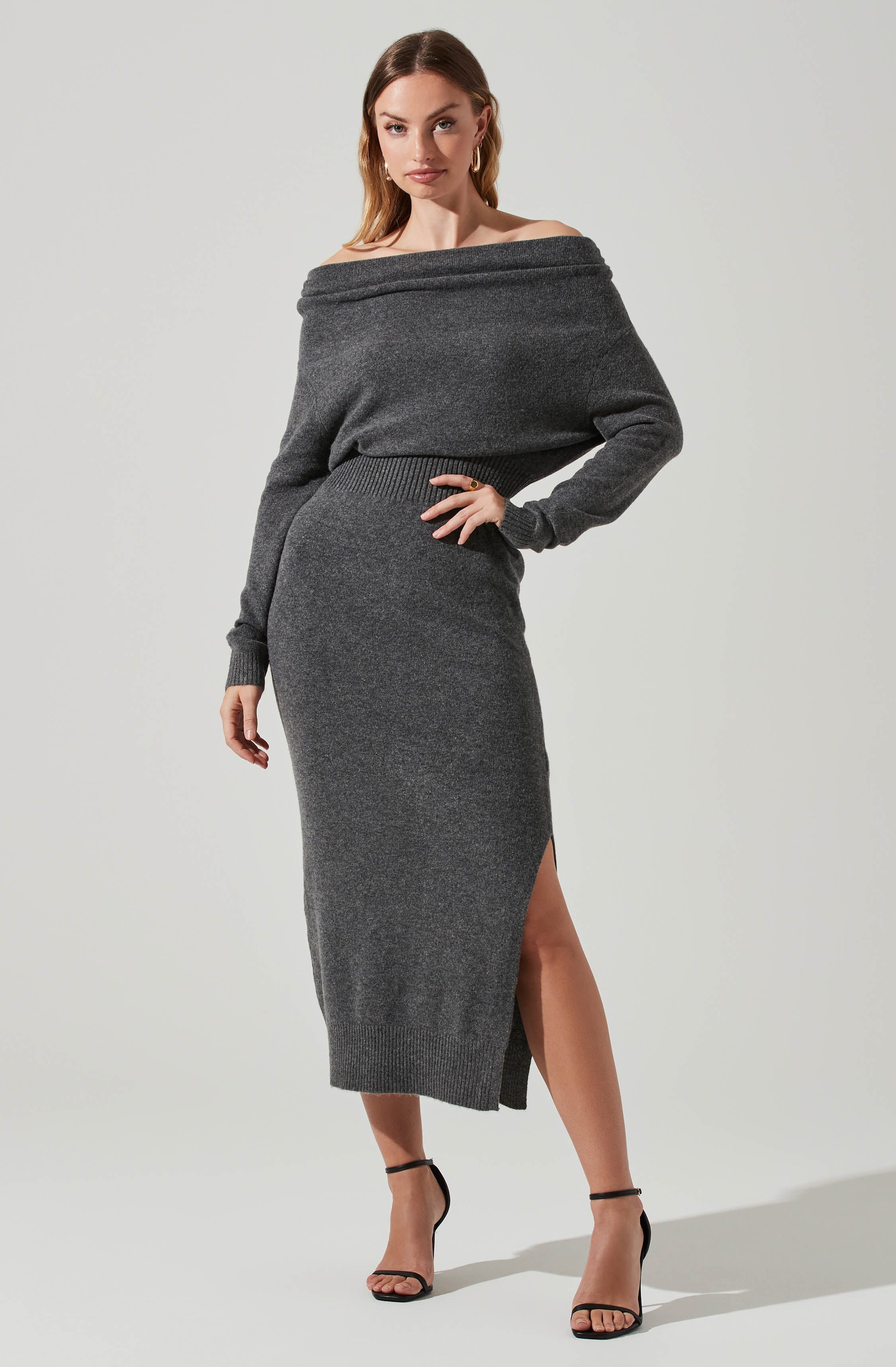 Cora Off Shoulder Sweater Dress-Aljck