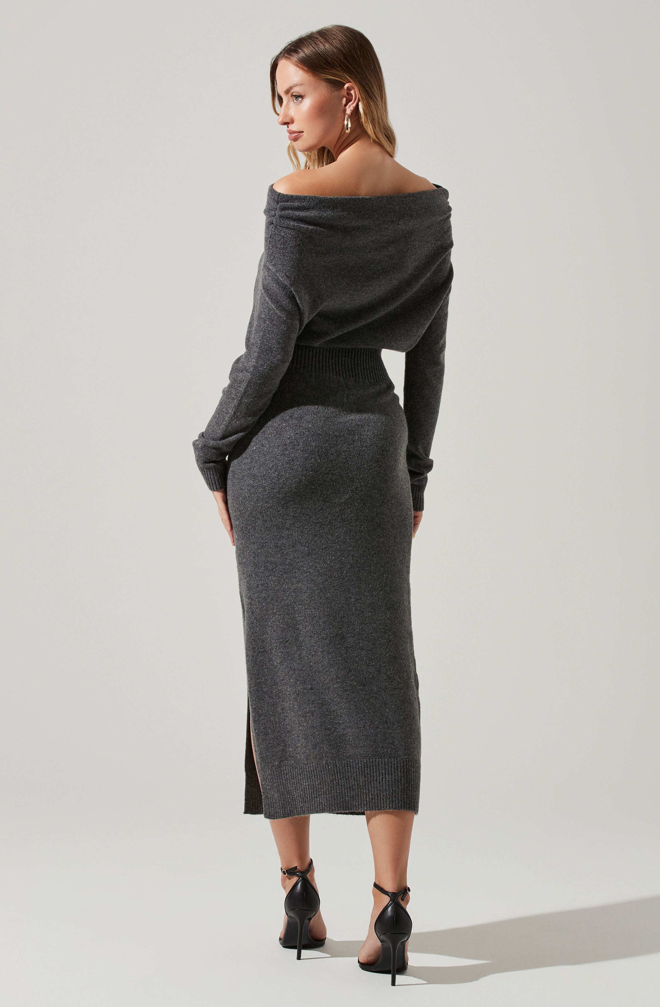 Cora Off Shoulder Sweater Dress-Aljck