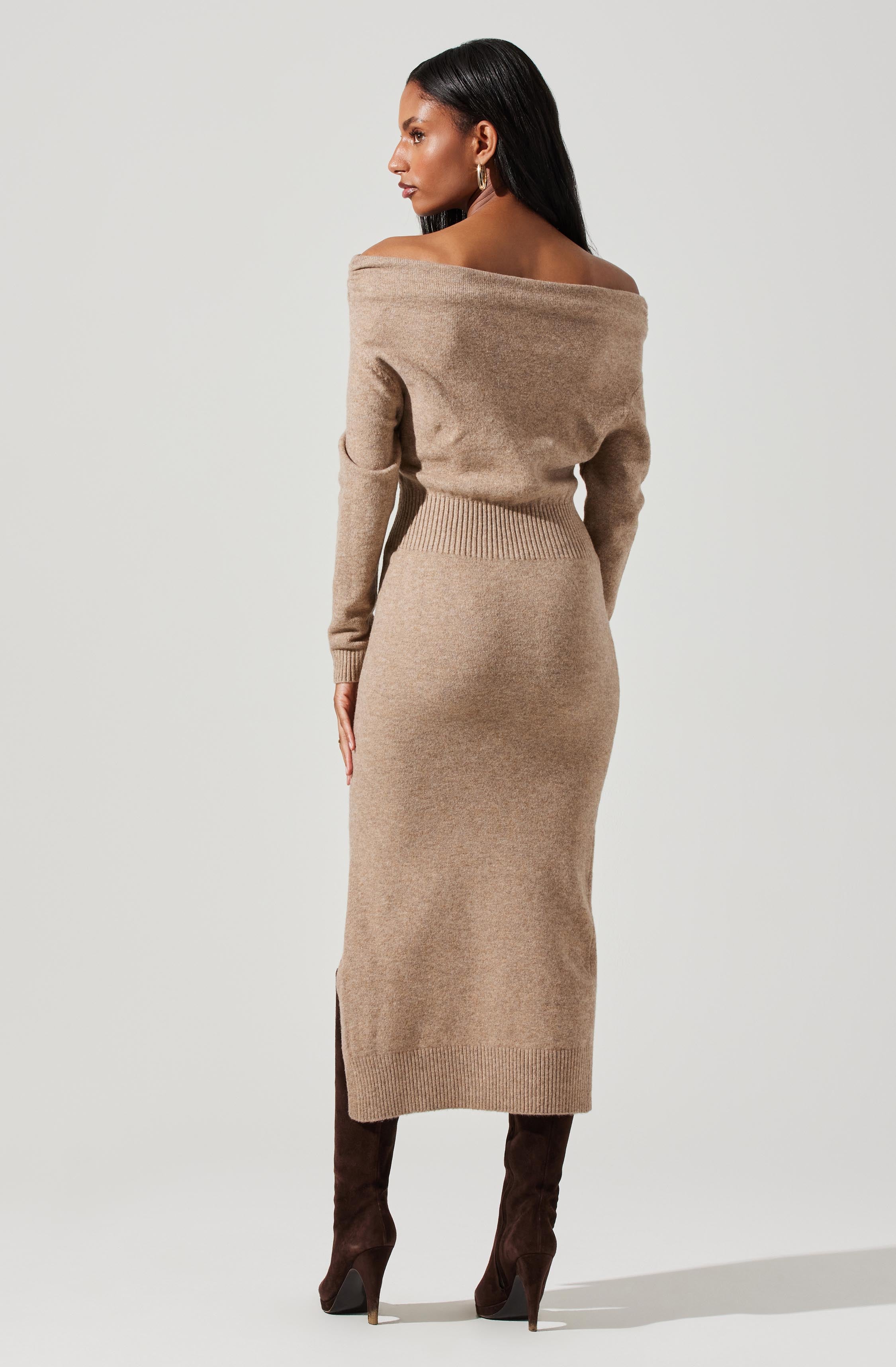 Cora Off Shoulder Sweater Dress-Aljck