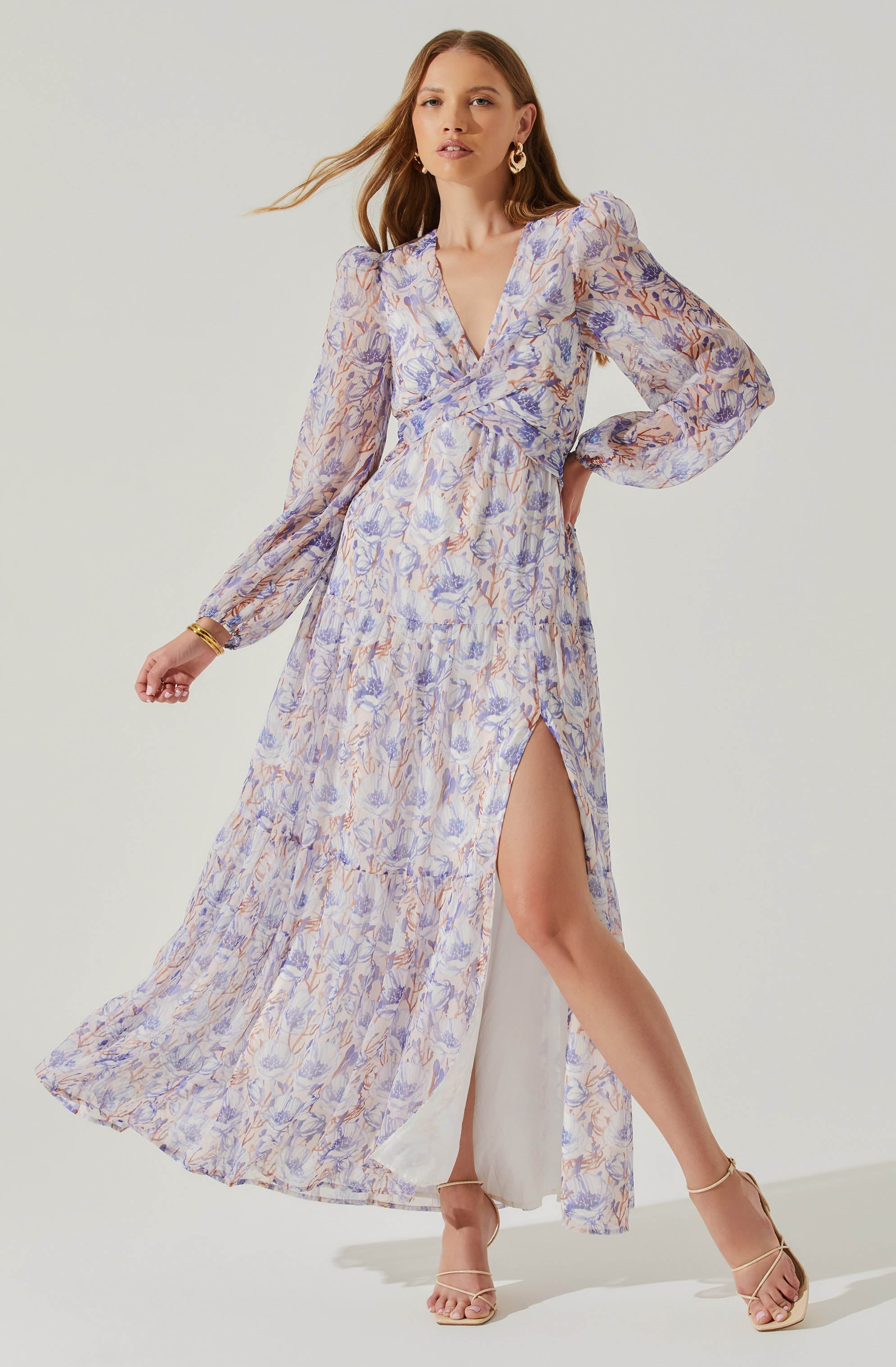 Seona Floral Long Sleeve Maxi Dress-Aljck