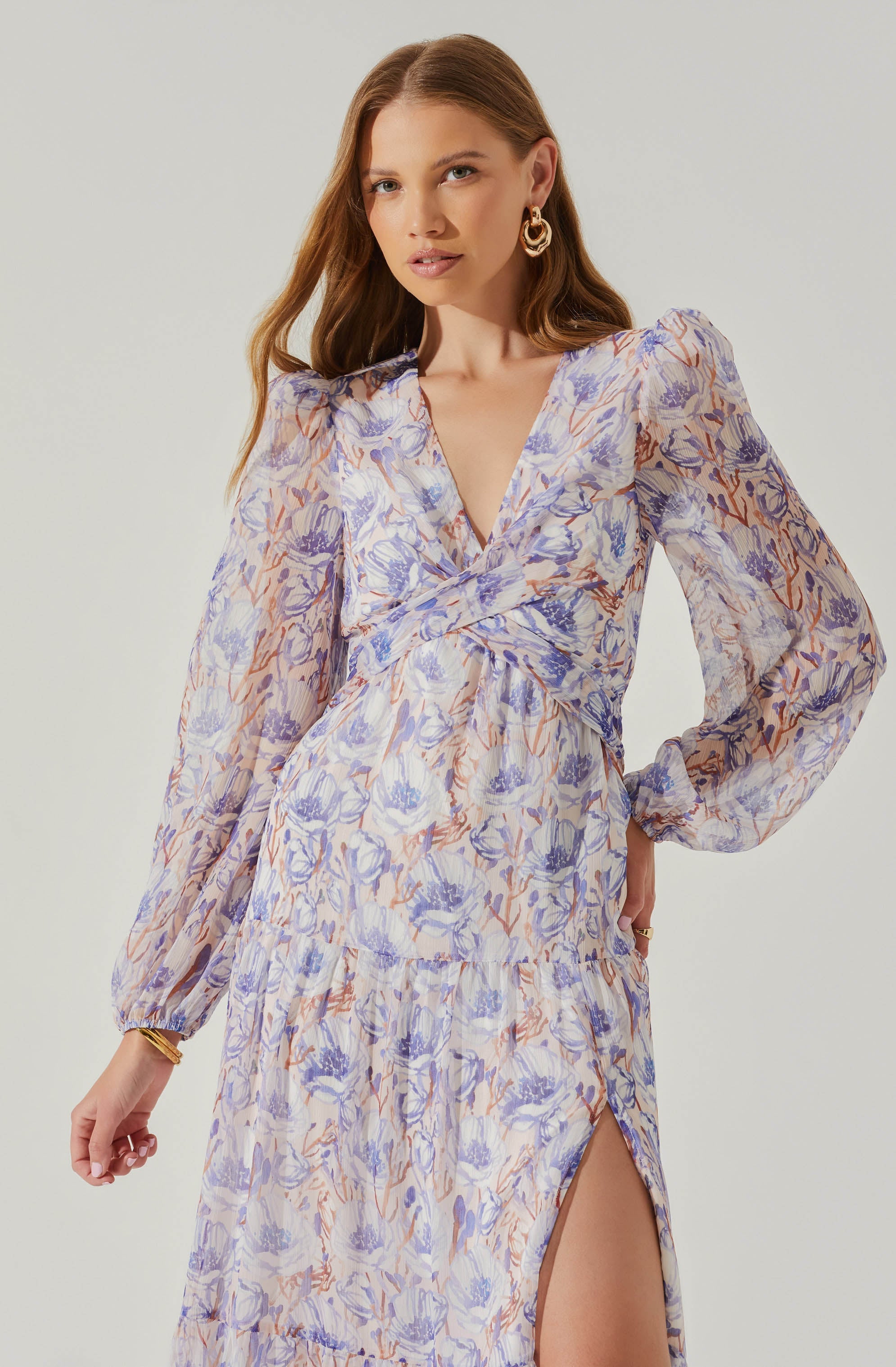Seona Floral Long Sleeve Maxi Dress-Aljck