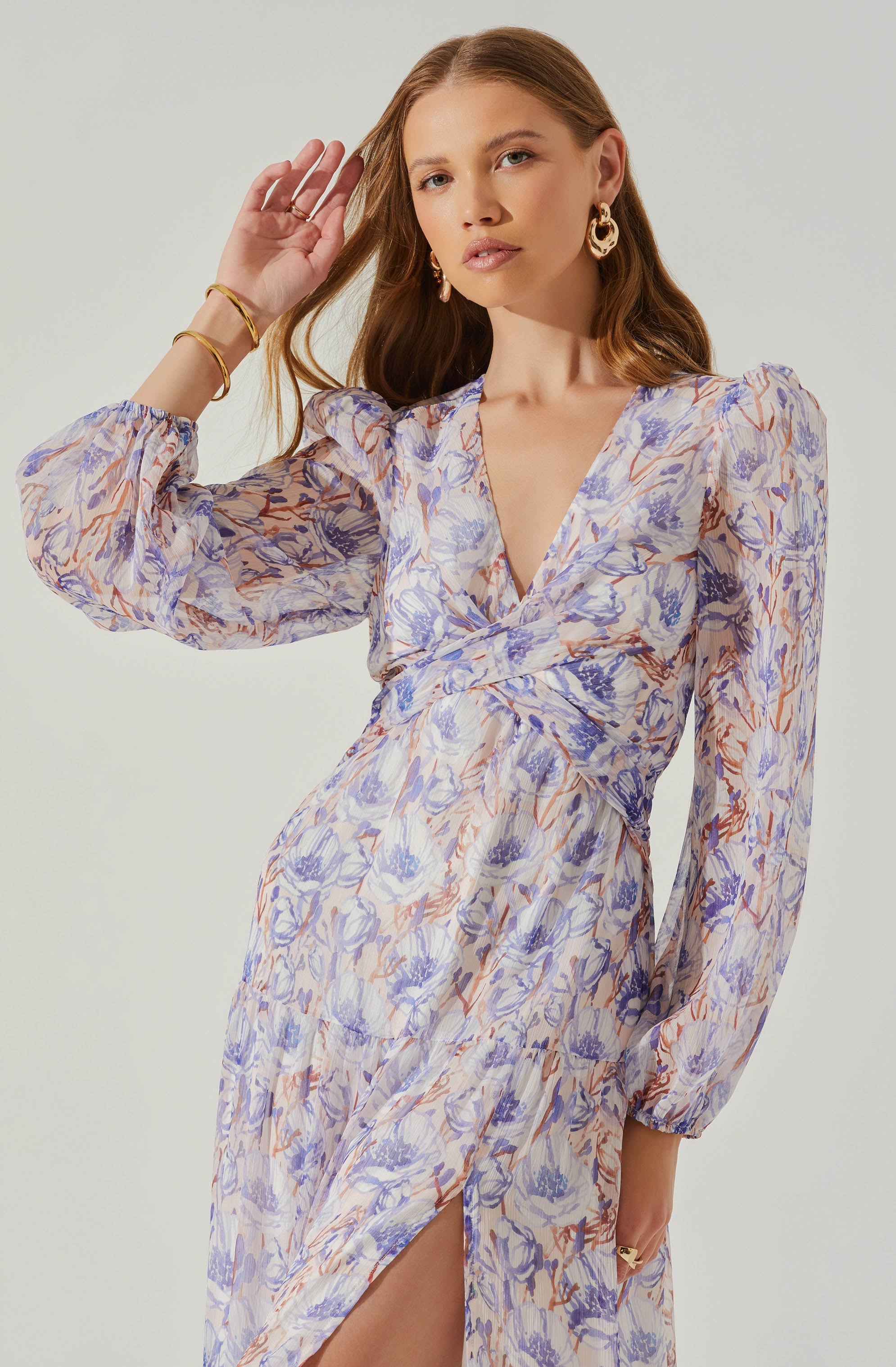 Seona Floral Long Sleeve Maxi Dress-Aljck
