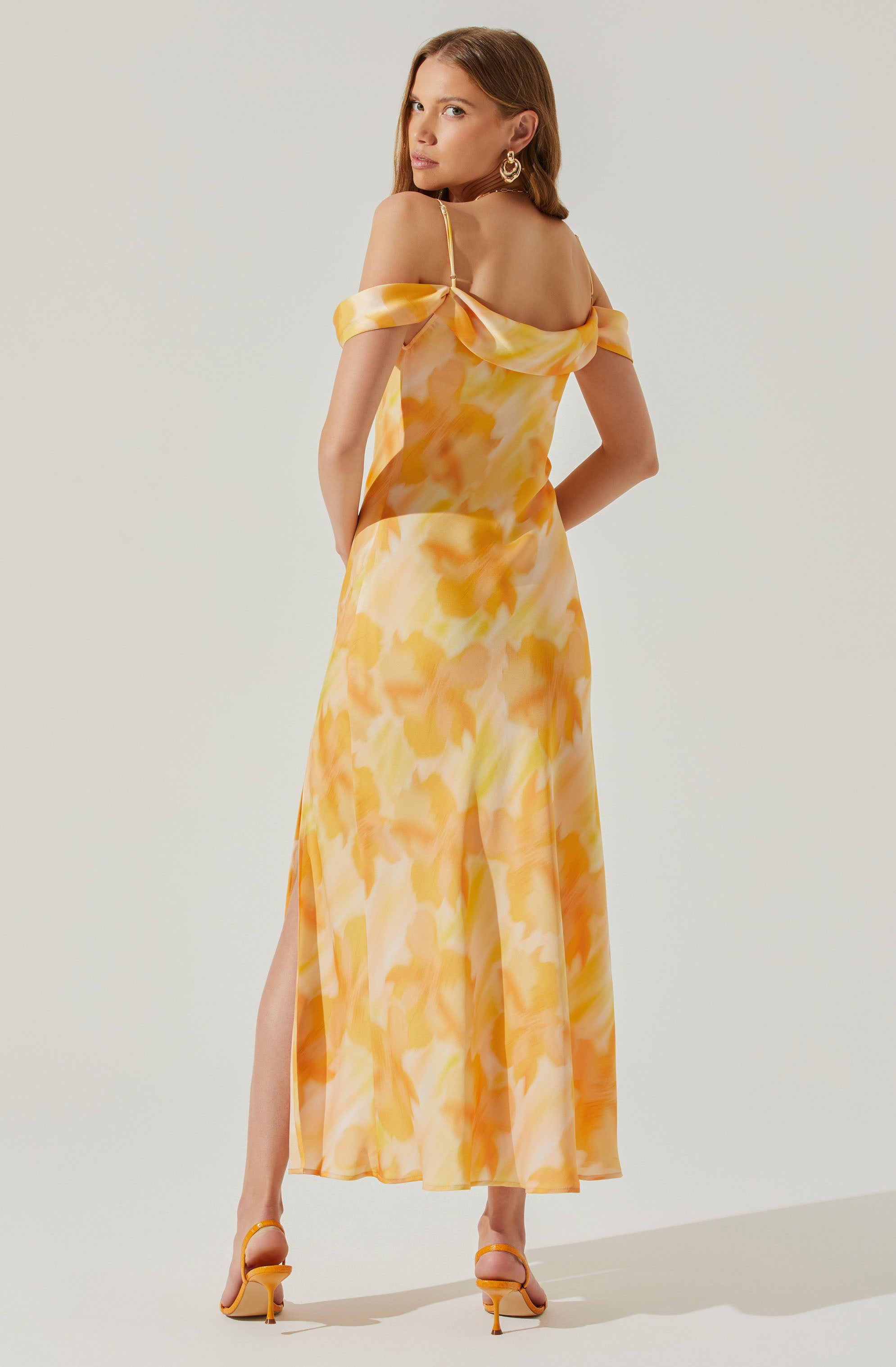 Kitura Cold Shoulder Cowl Neck Midi Dress-Aljck