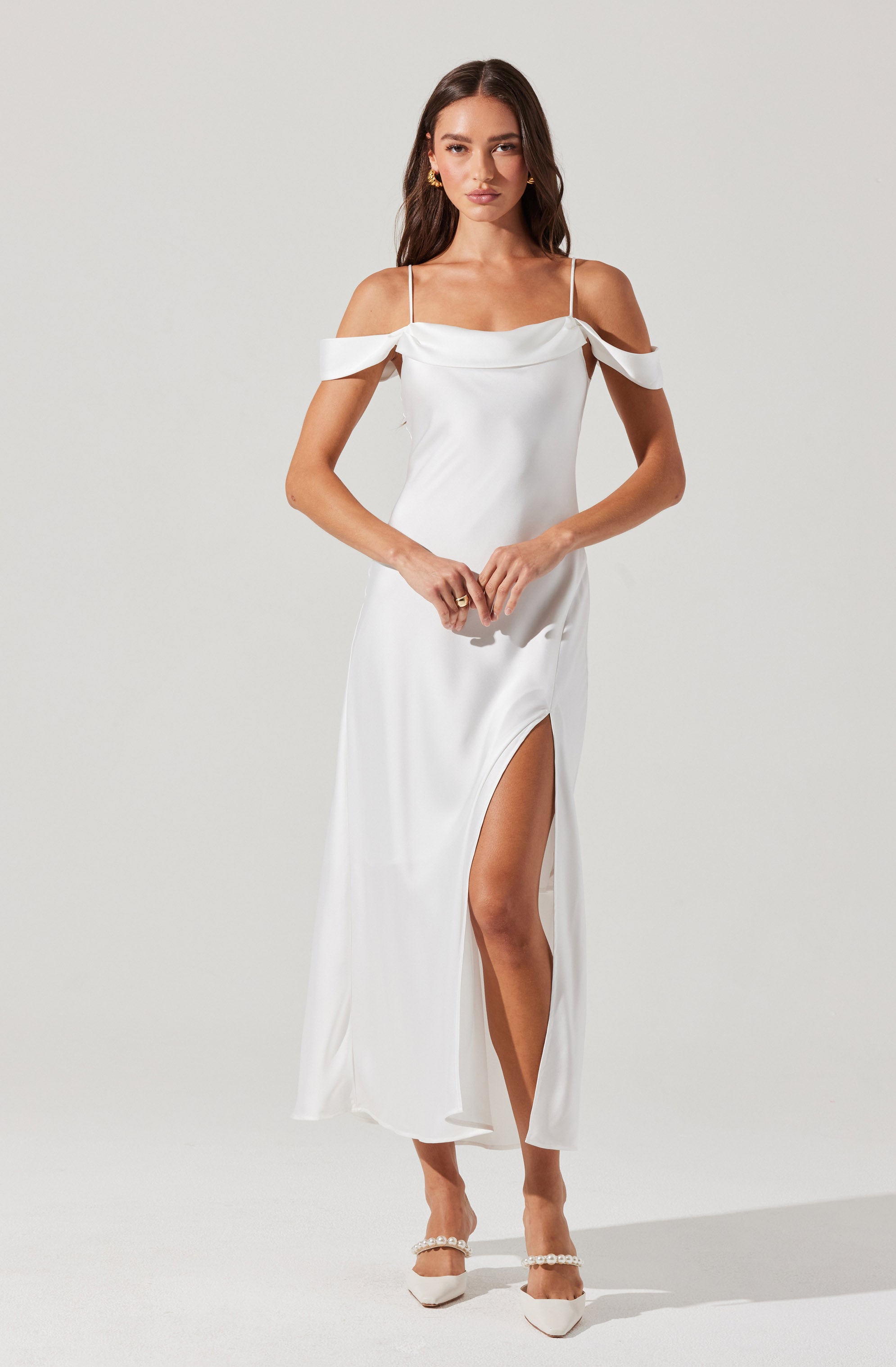 Kitura Cold Shoulder Midi Dress-Aljck