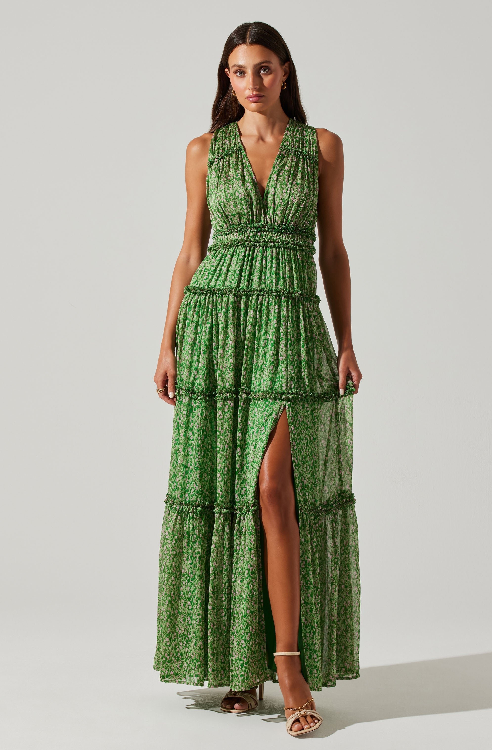 Edessa Tiered Ruffle Maxi Dress-Aljck