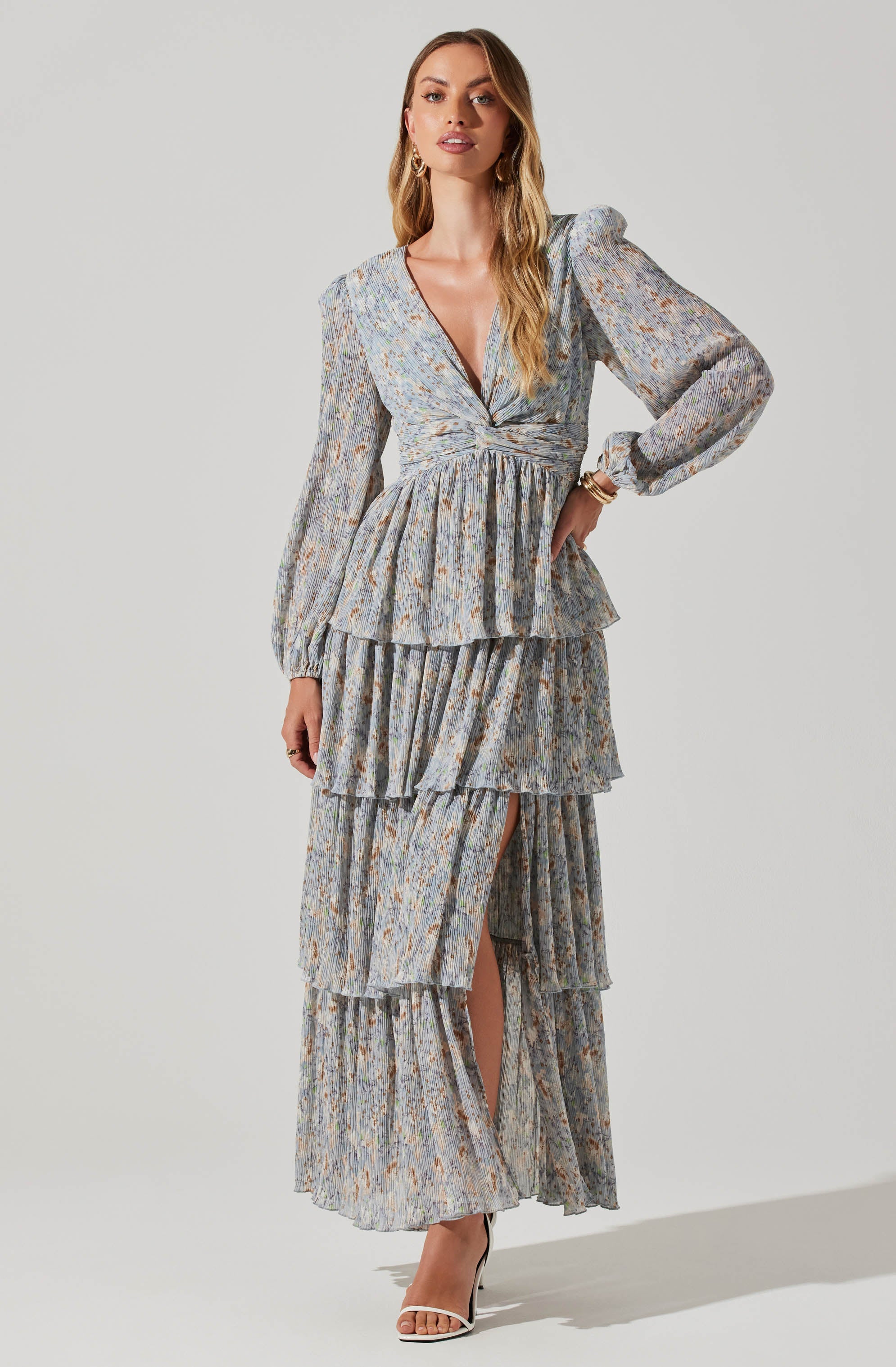 Sibylla Floral Plisse Dress-Aljck