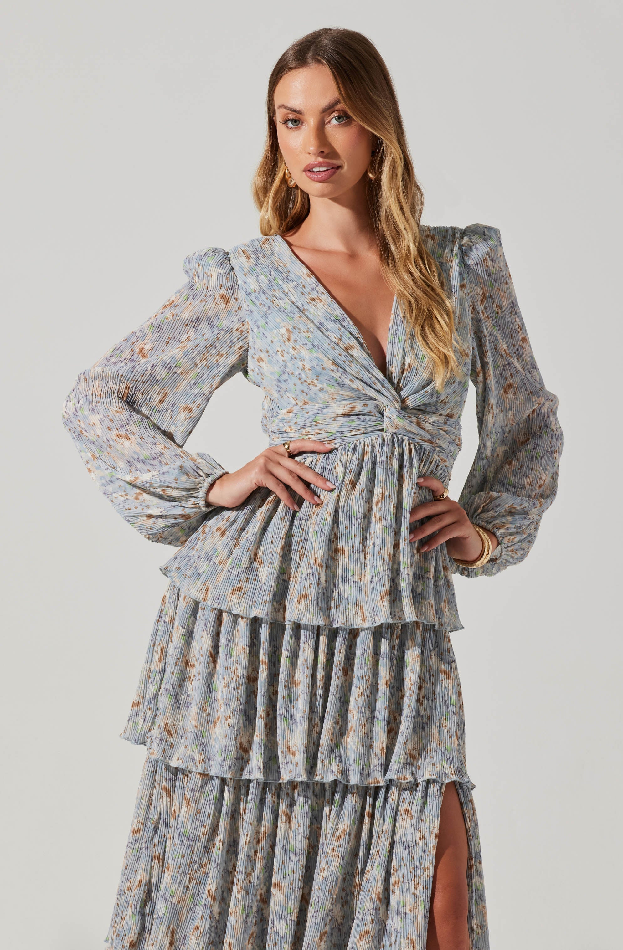 Sibylla Floral Plisse Dress-Aljck