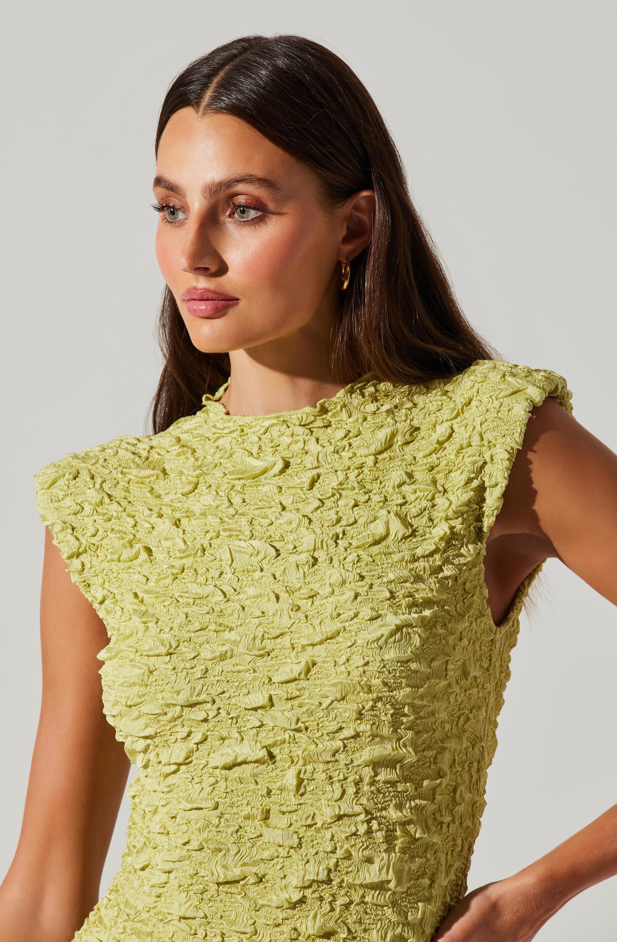 Annika Crinkled Popcorn Mini Dress-Aljck