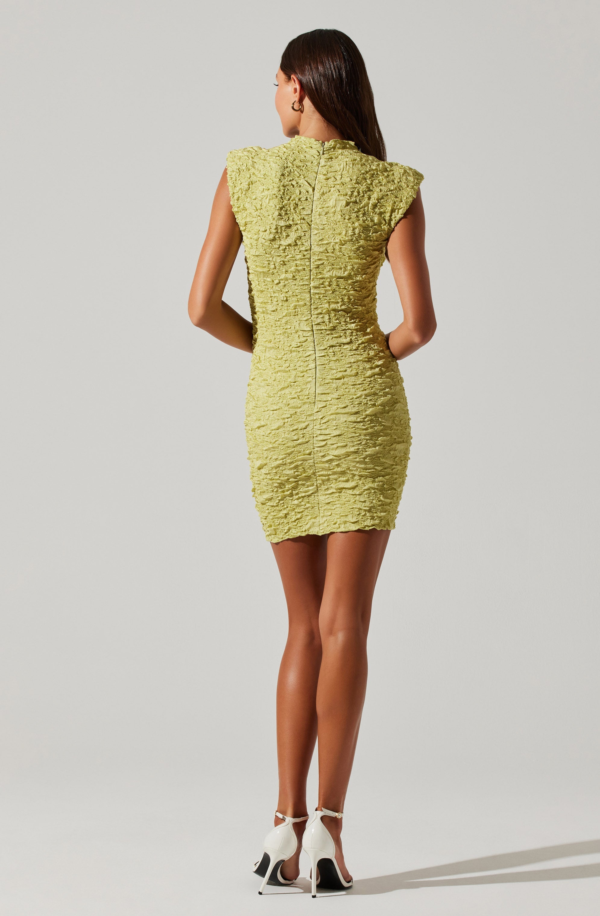 Annika Crinkled Popcorn Mini Dress-Aljck