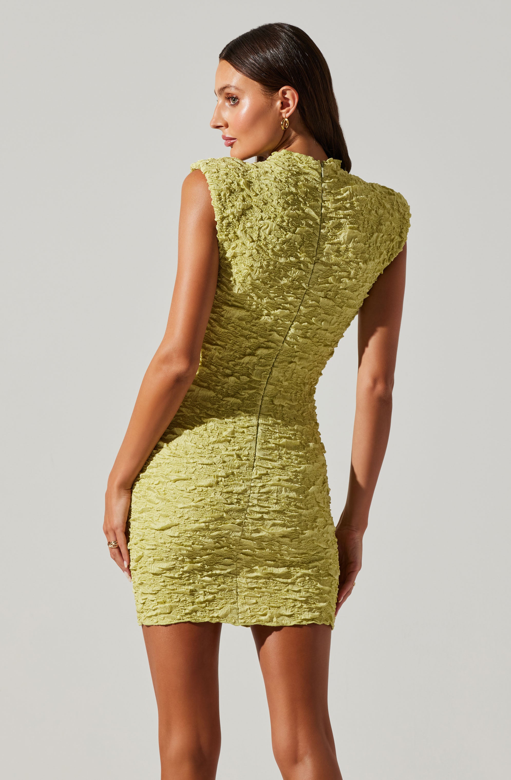 Annika Crinkled Popcorn Mini Dress-Aljck