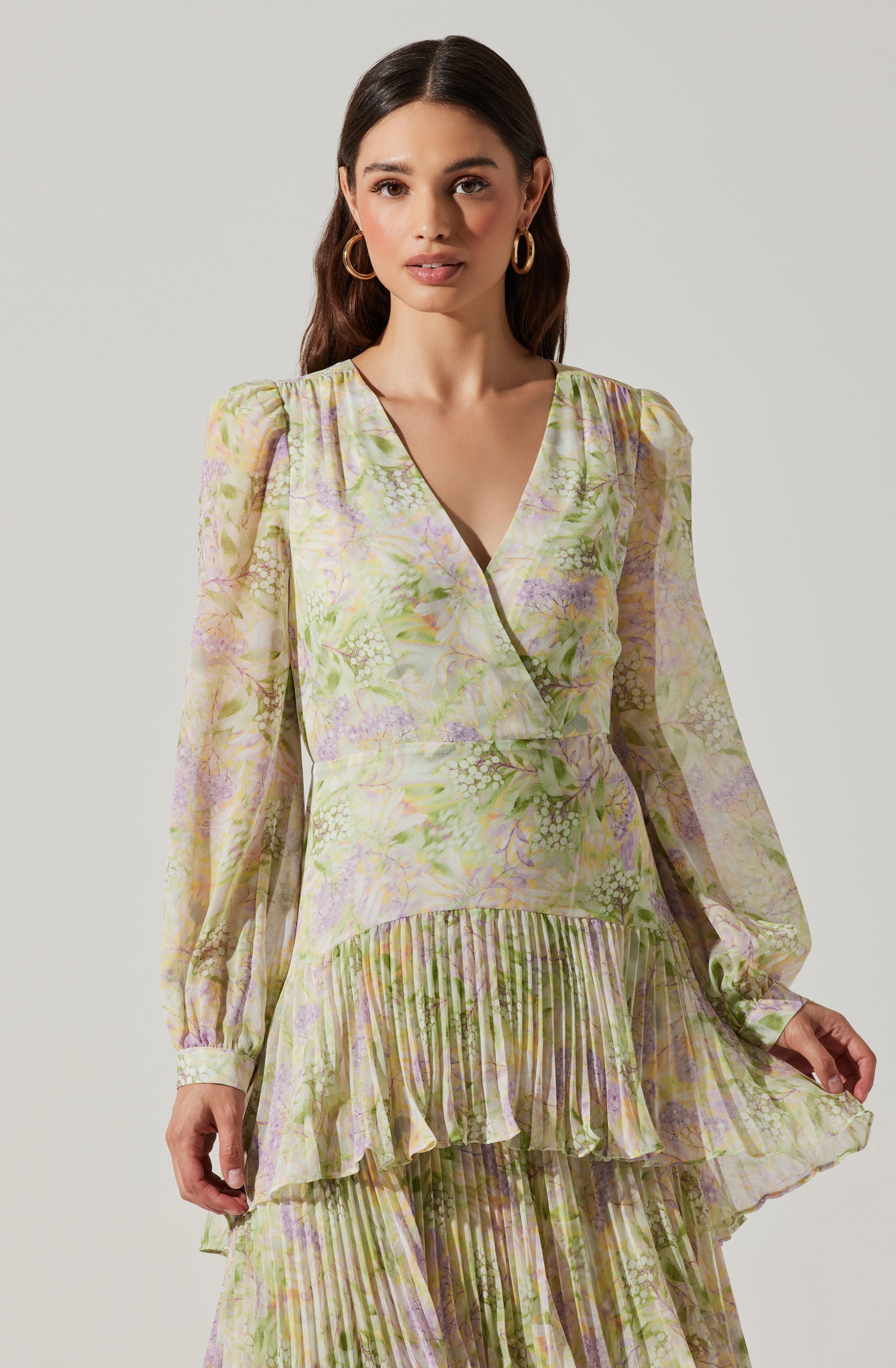 Innessa Long Sleeve Tiered Maxi Dress-Aljck