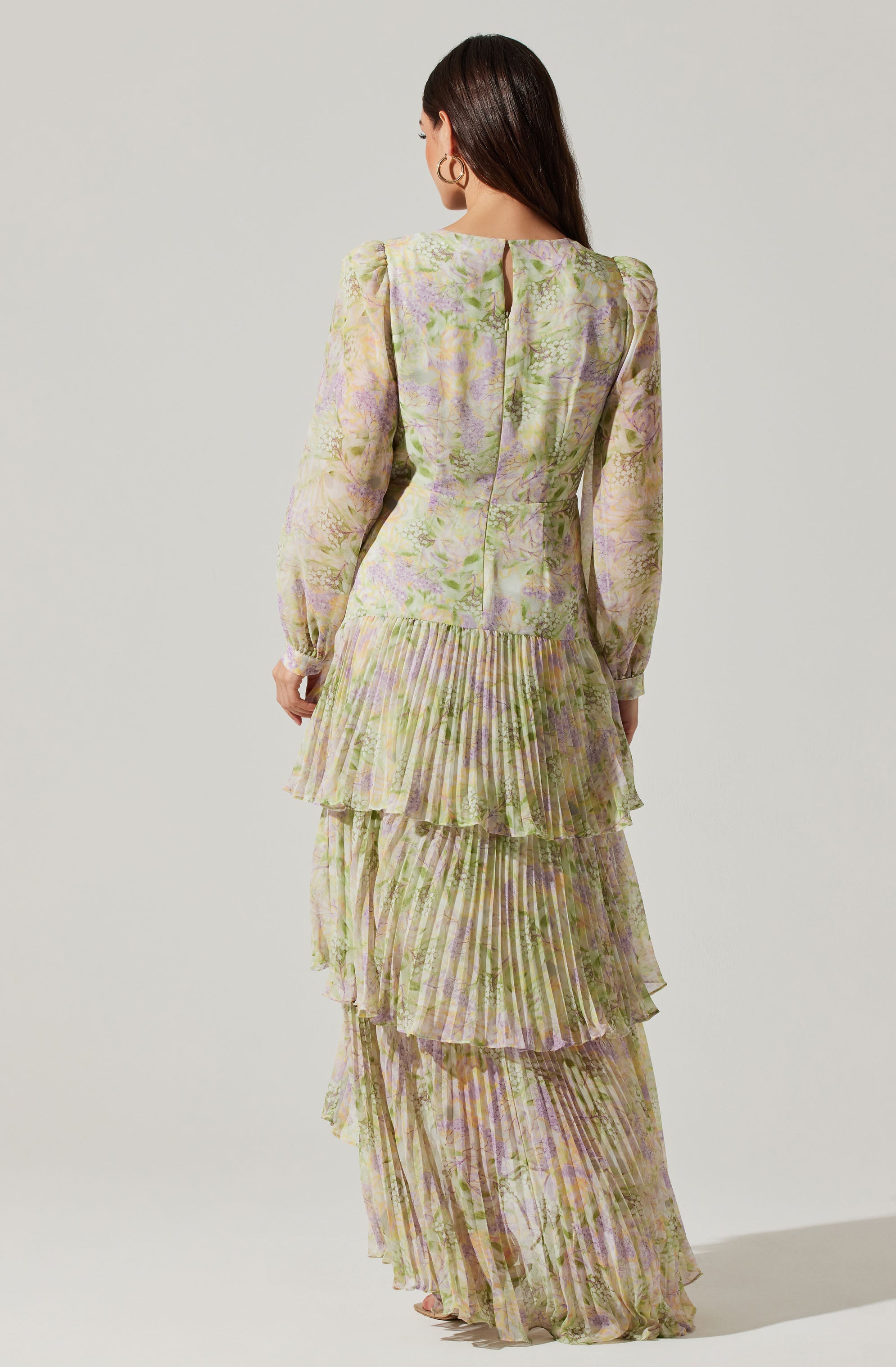 Innessa Long Sleeve Tiered Maxi Dress-Aljck