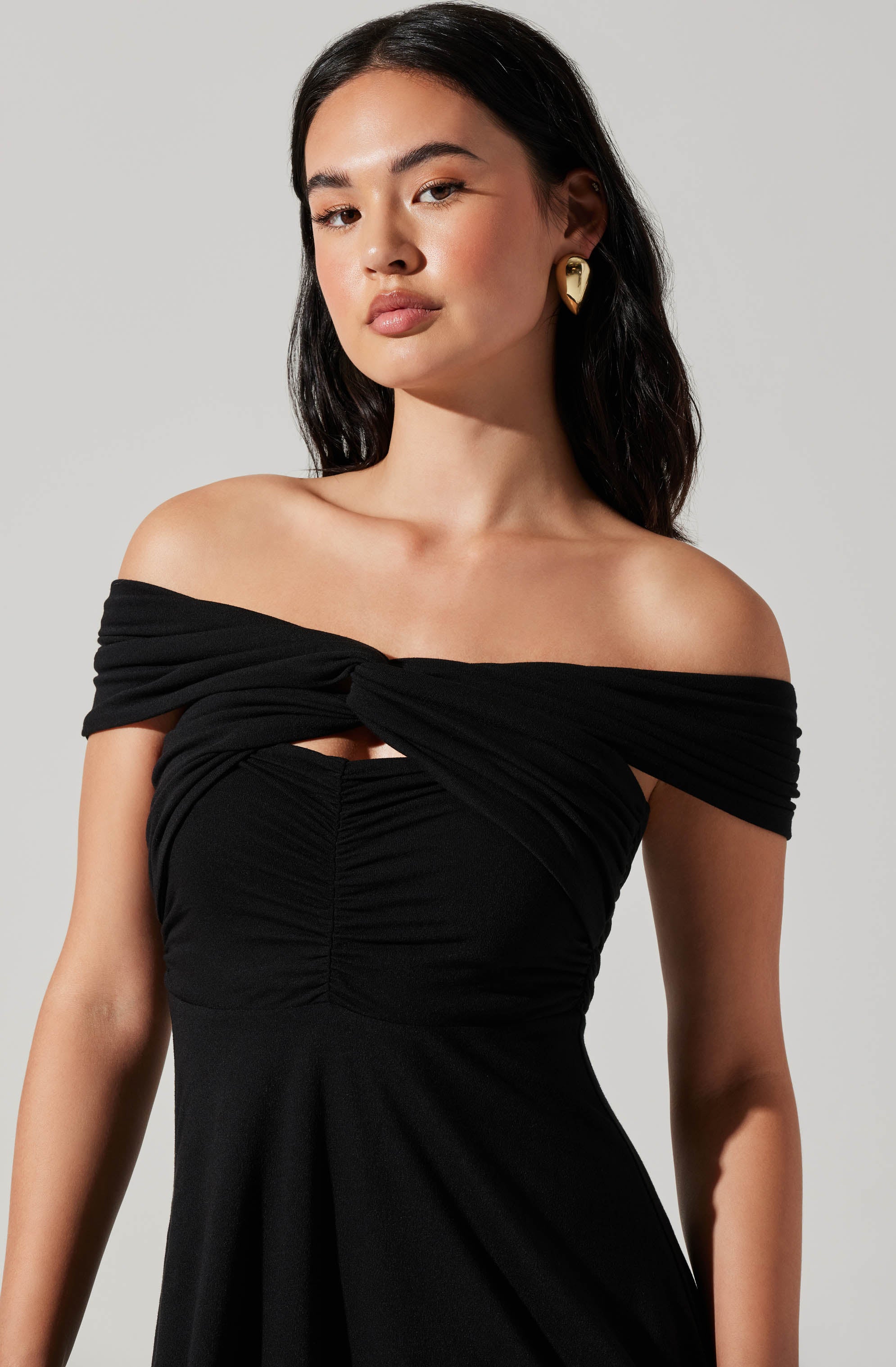 Balto Off Shoulder Midi Dress-Aljck