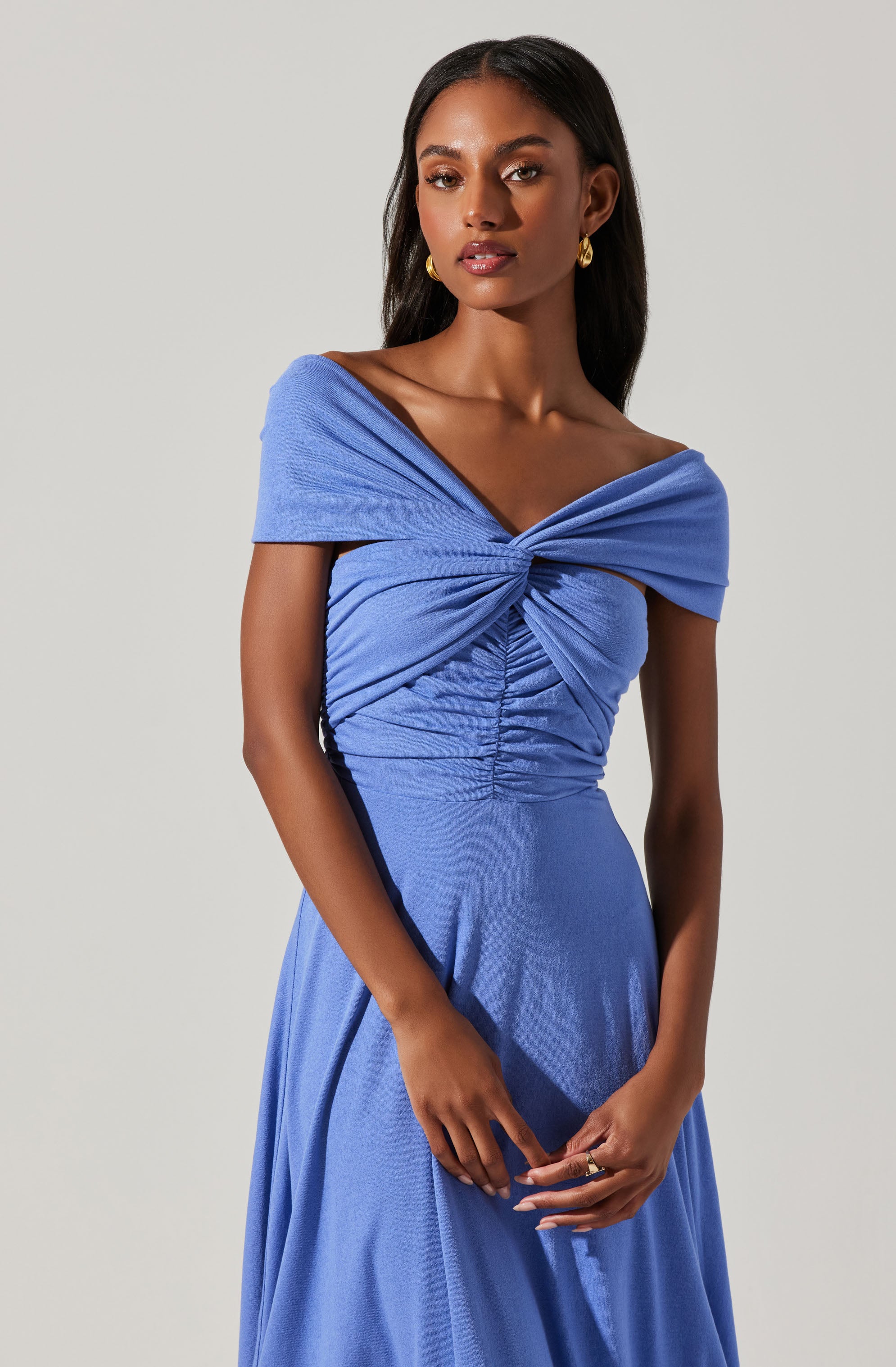 Balto Off Shoulder Midi Dress-Aljck