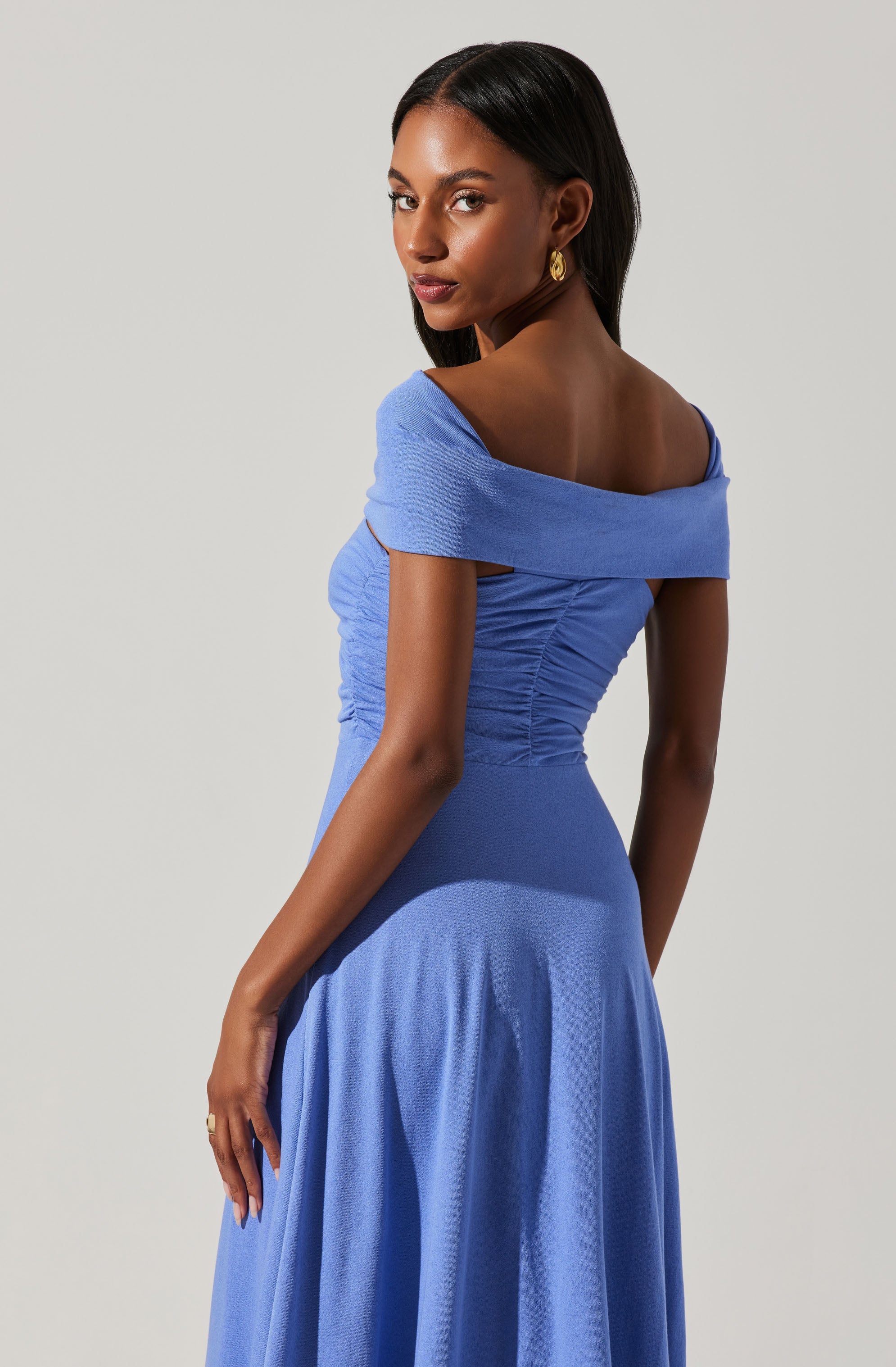 Balto Off Shoulder Midi Dress-Aljck