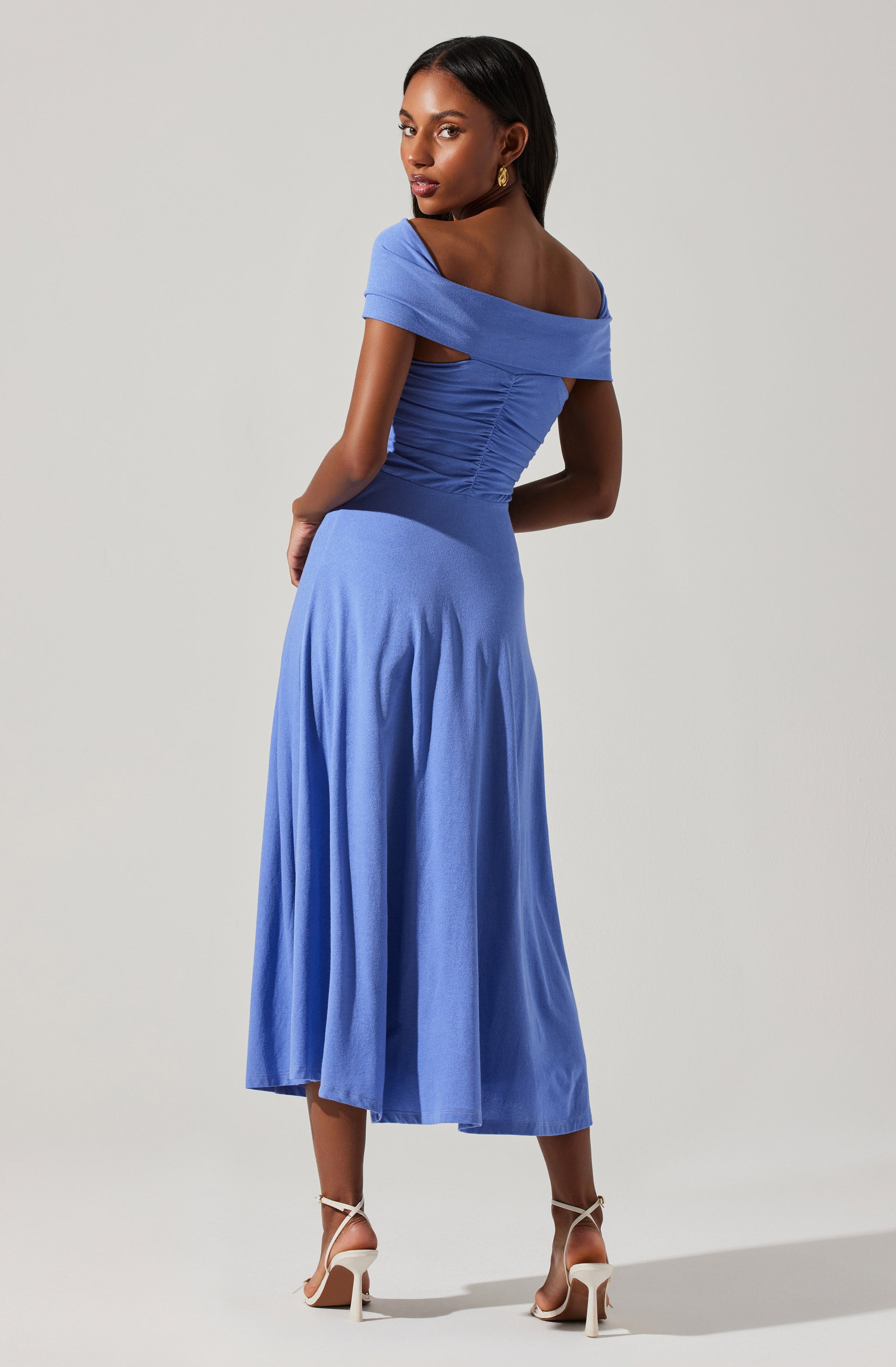 Balto Off Shoulder Midi Dress-Aljck