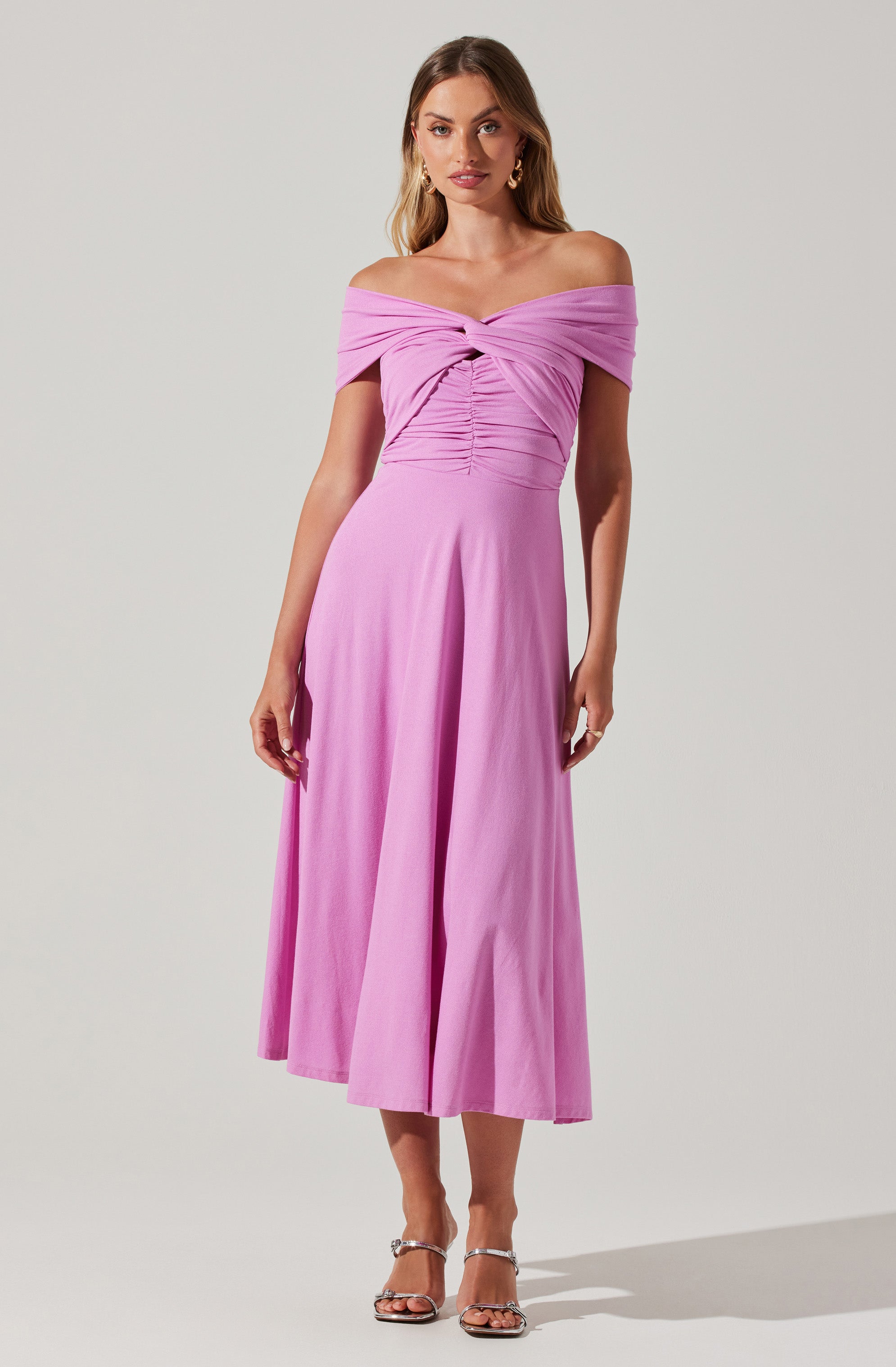 Balto Off Shoulder Midi Dress-Aljck