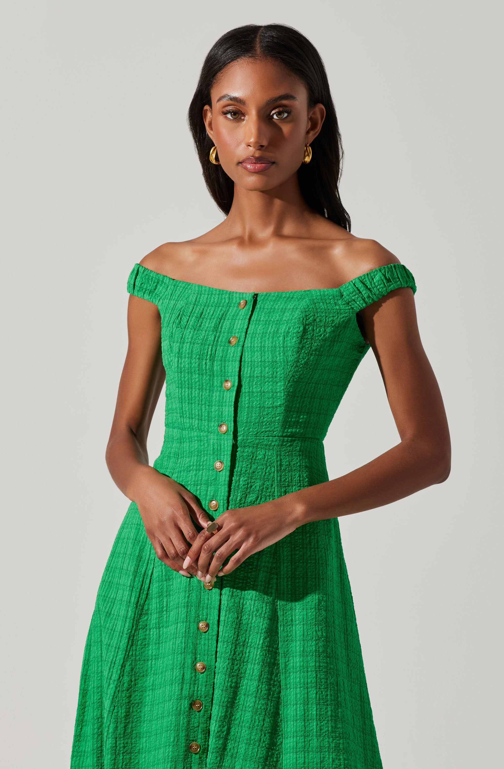 Harlyn Off Shoulder Midi Dress-Aljck