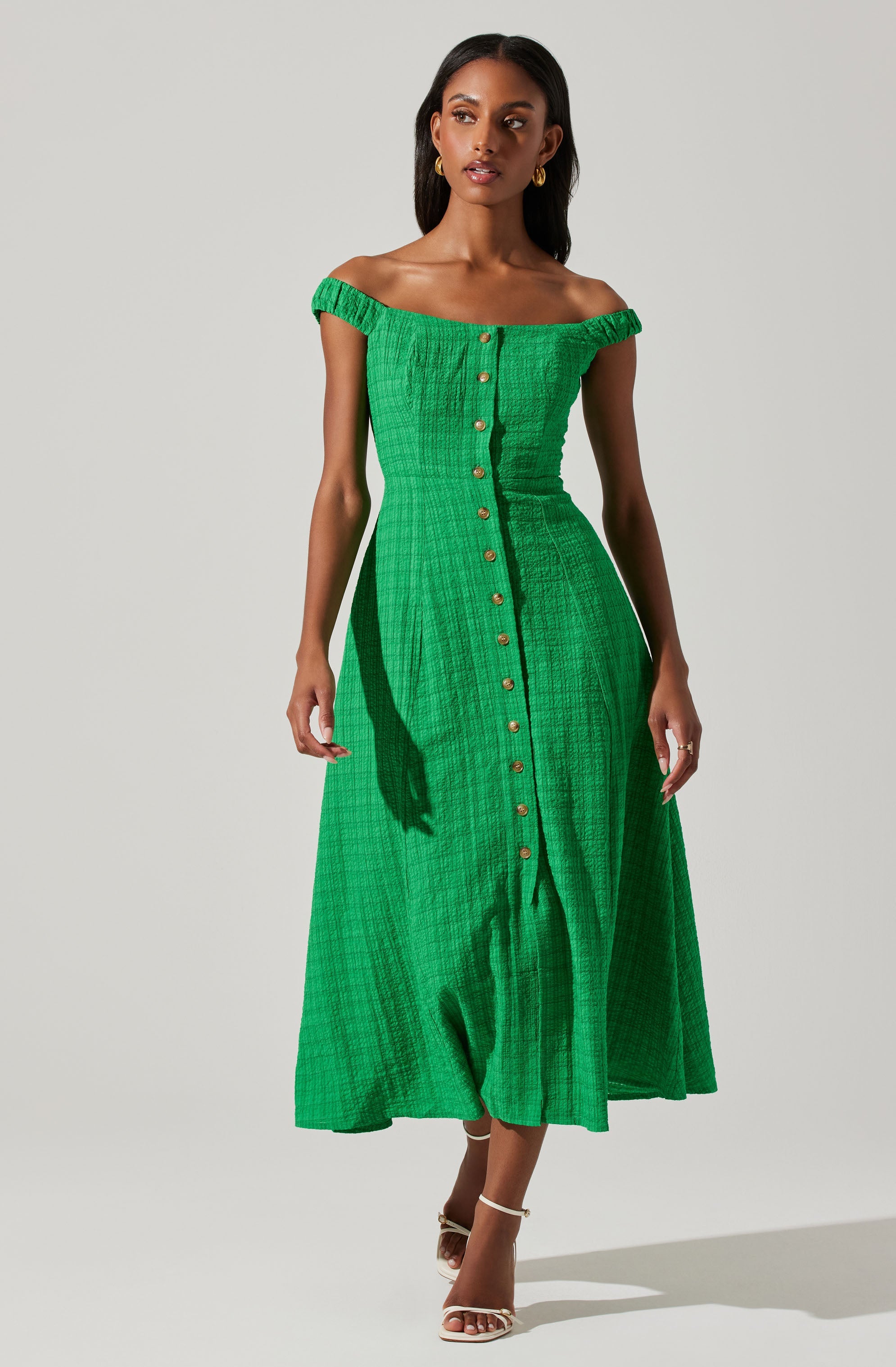 Harlyn Off Shoulder Midi Dress-Aljck