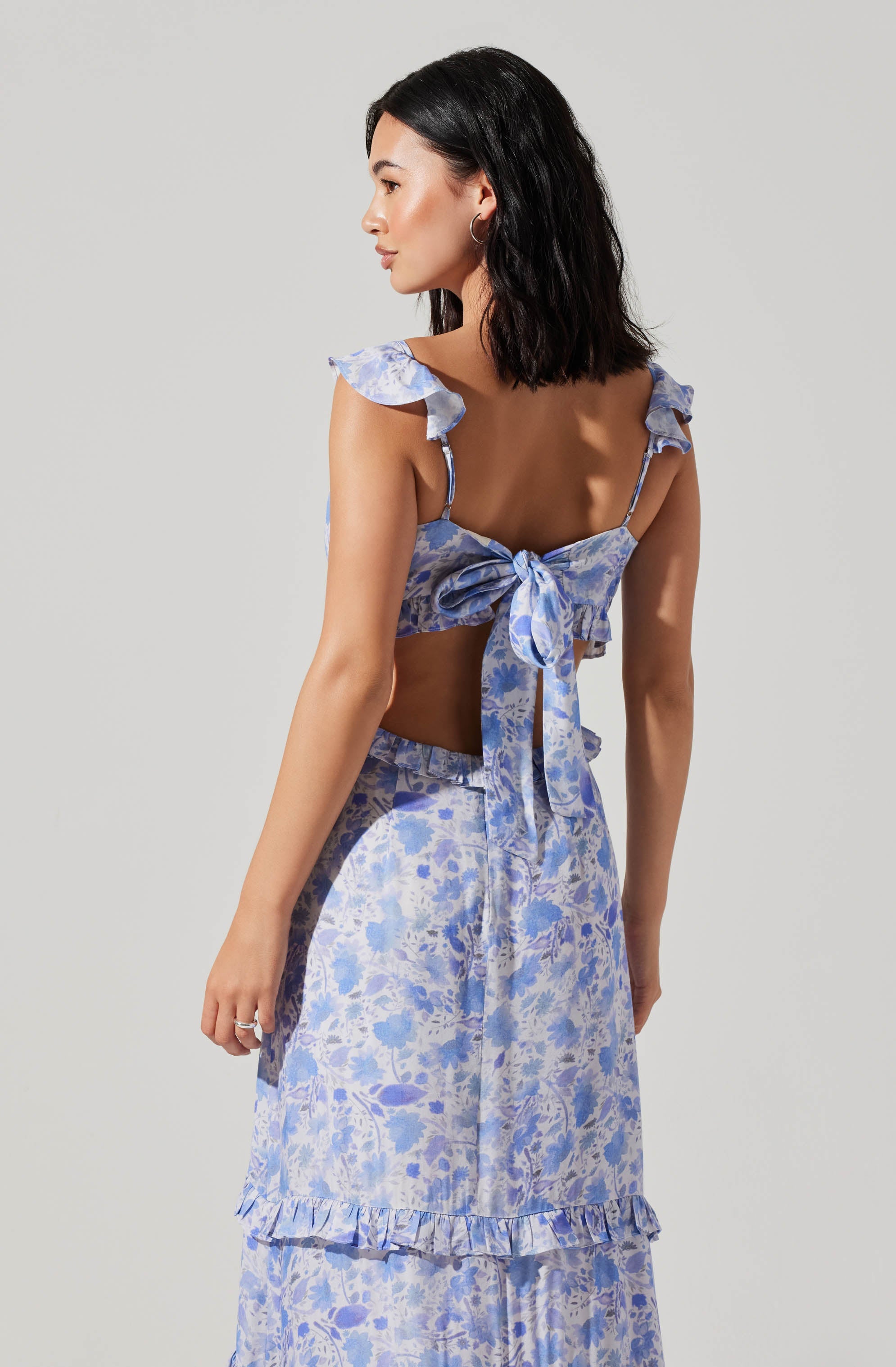 Cassis Floral Ruffle Maxi Dress-Aljck