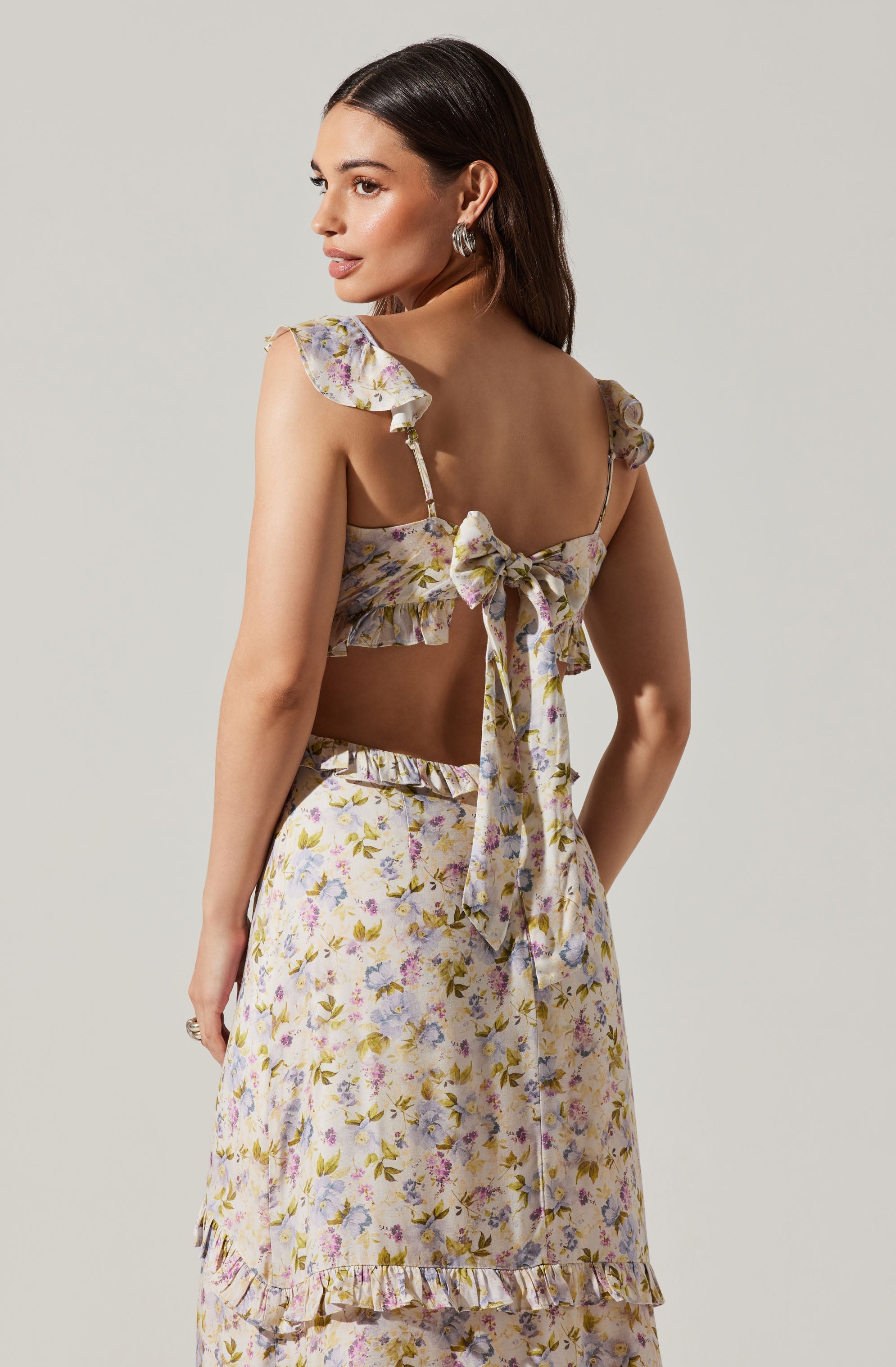 Cassis Floral Ruffle Maxi Dress-Aljck