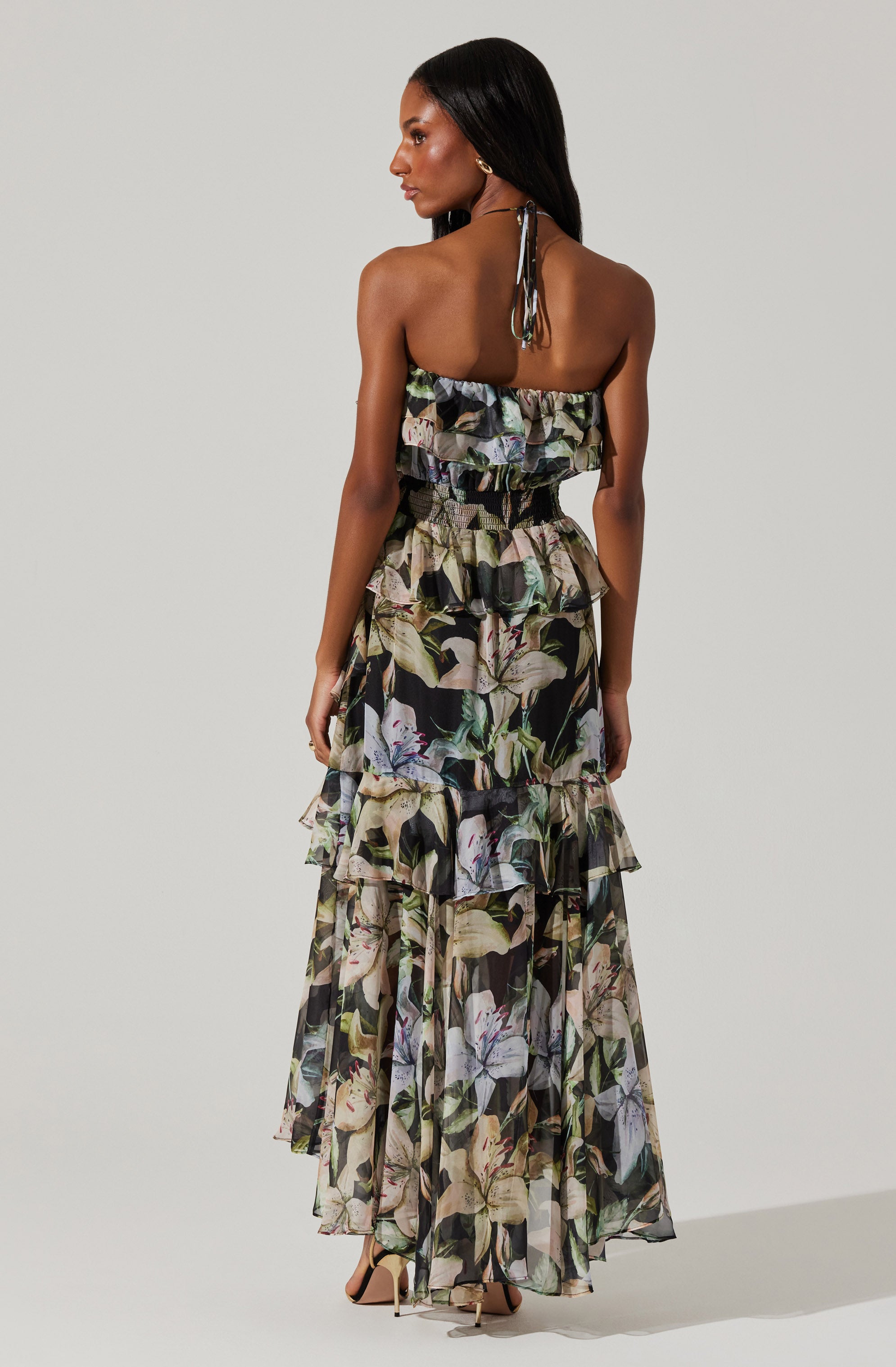 Elena Floral Halter Maxi Dress-Aljck