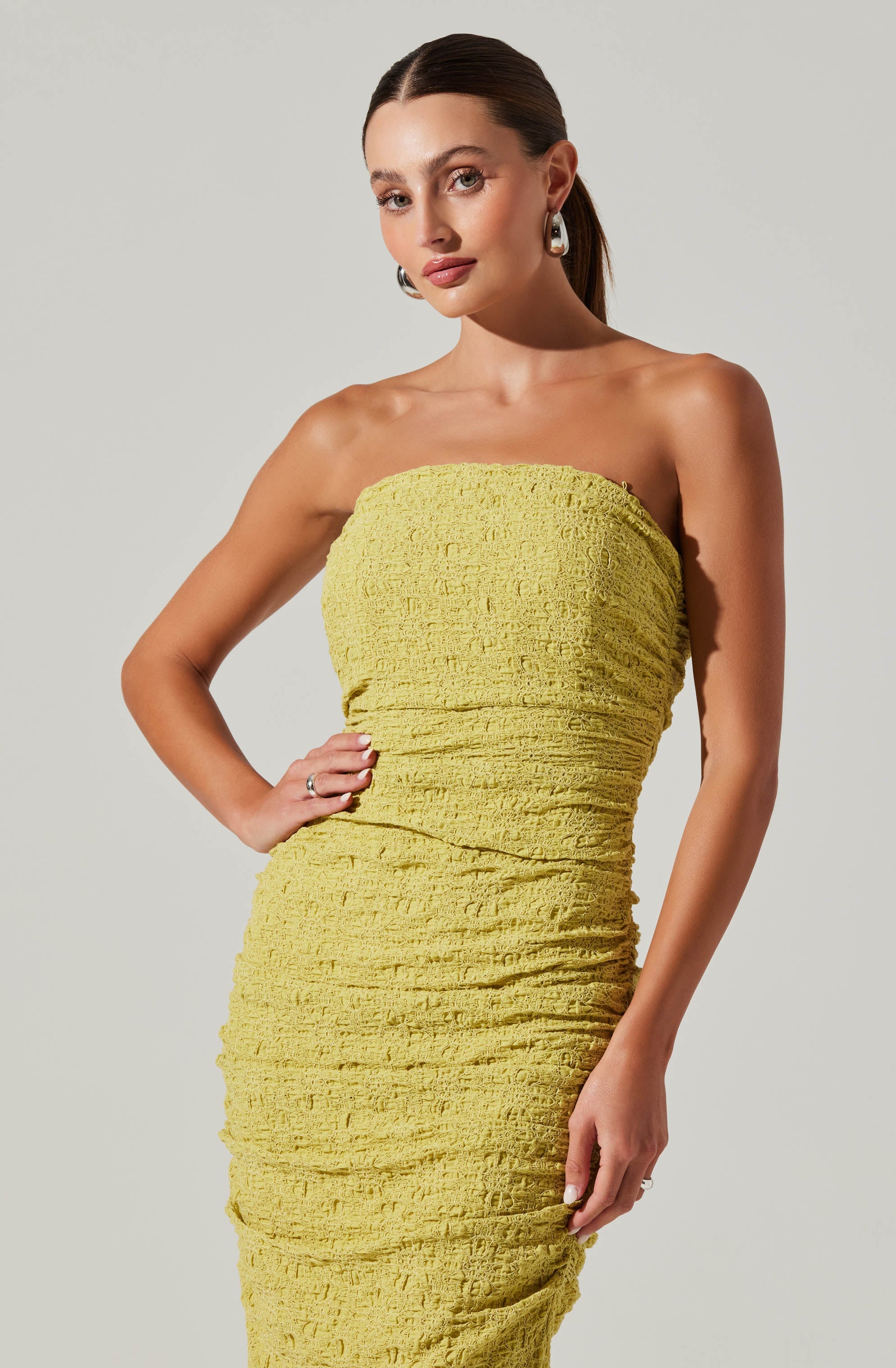 Galia Strapless Midi Dress-Aljck