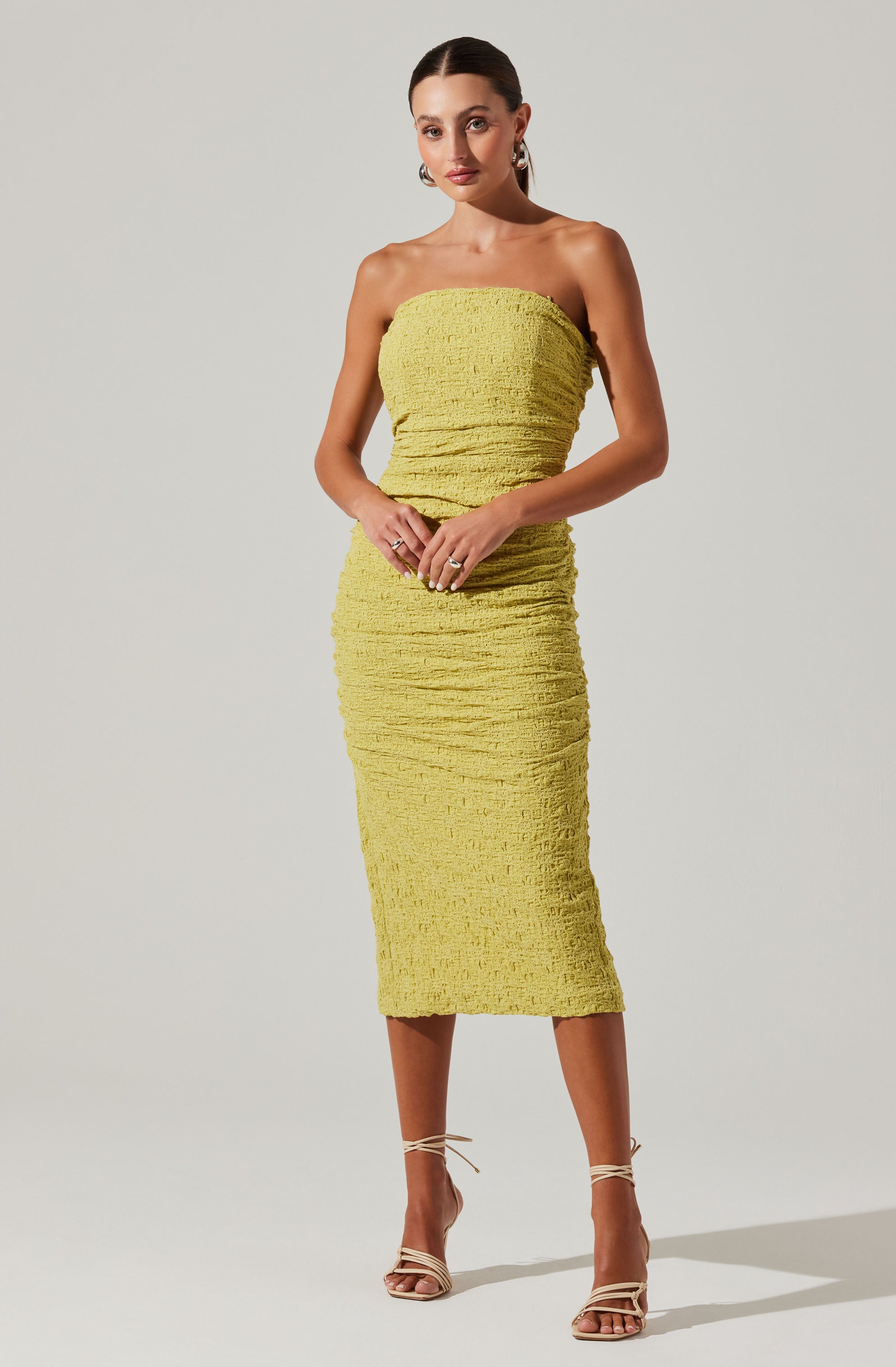 Galia Strapless Midi Dress-Aljck