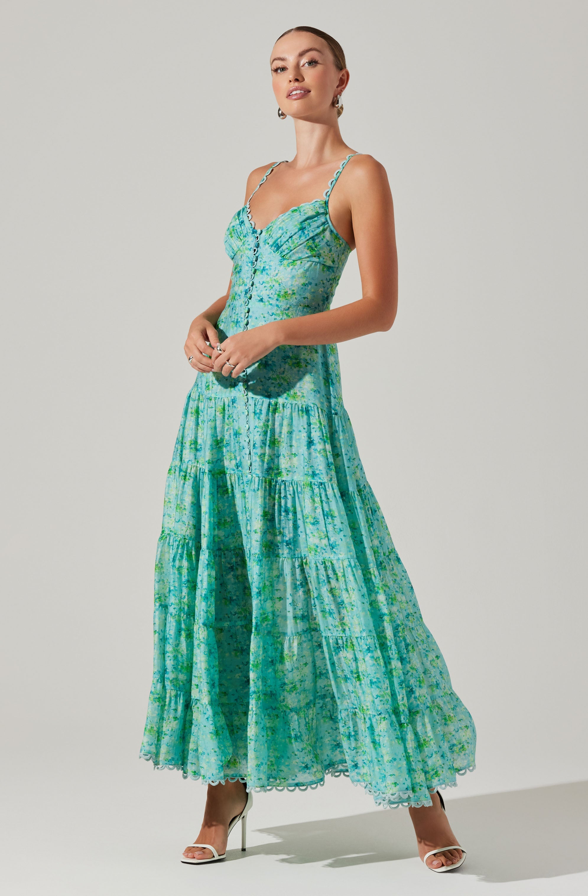 Tazia Tiered Floral Maxi Dress-Aljck