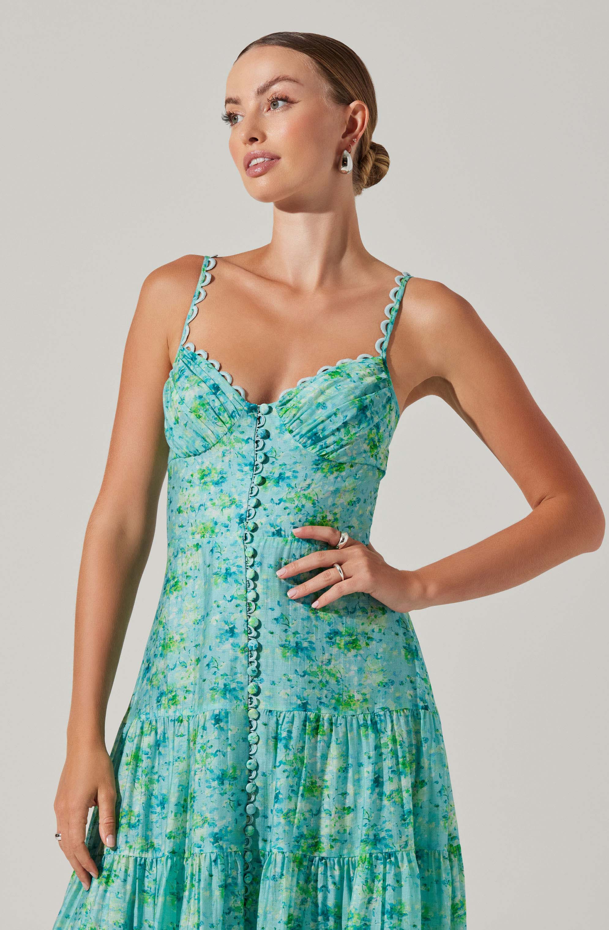 Tazia Tiered Floral Maxi Dress-Aljck