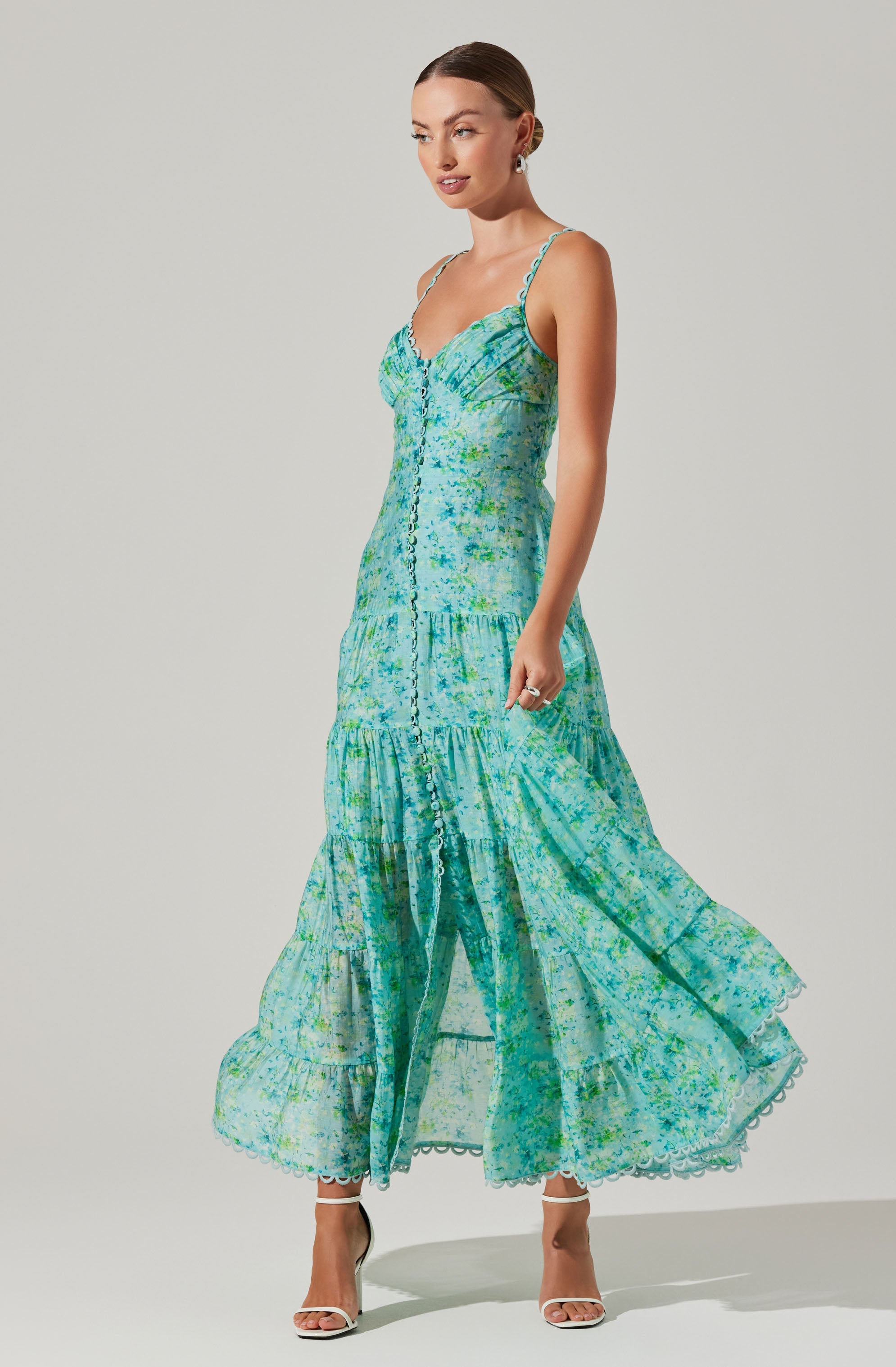 Tazia Tiered Floral Maxi Dress-Aljck