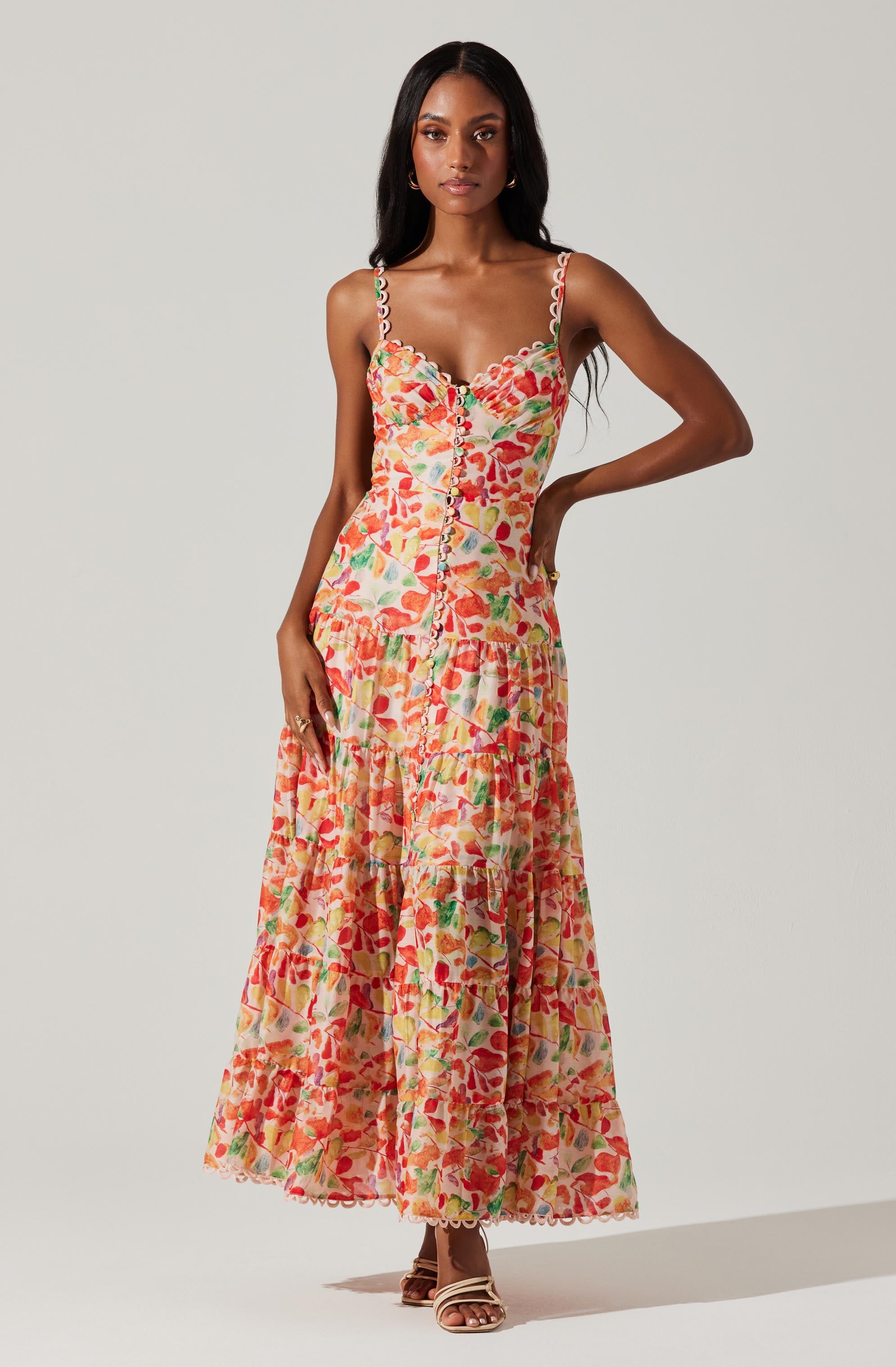 Tazia Tiered Floral Maxi Dress-Aljck