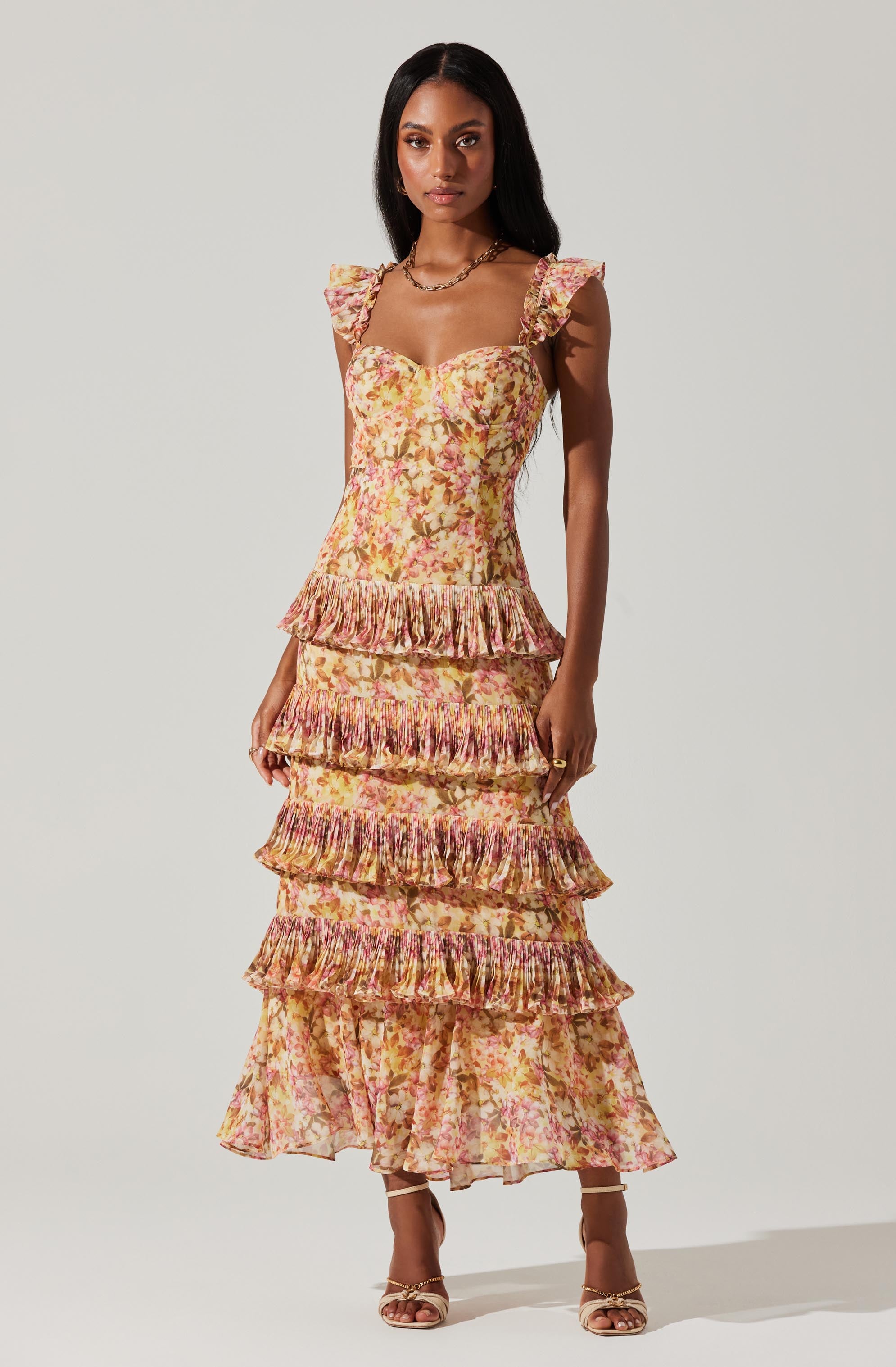 Ayesha Tiered Ruffle Maxi Dress-Aljck