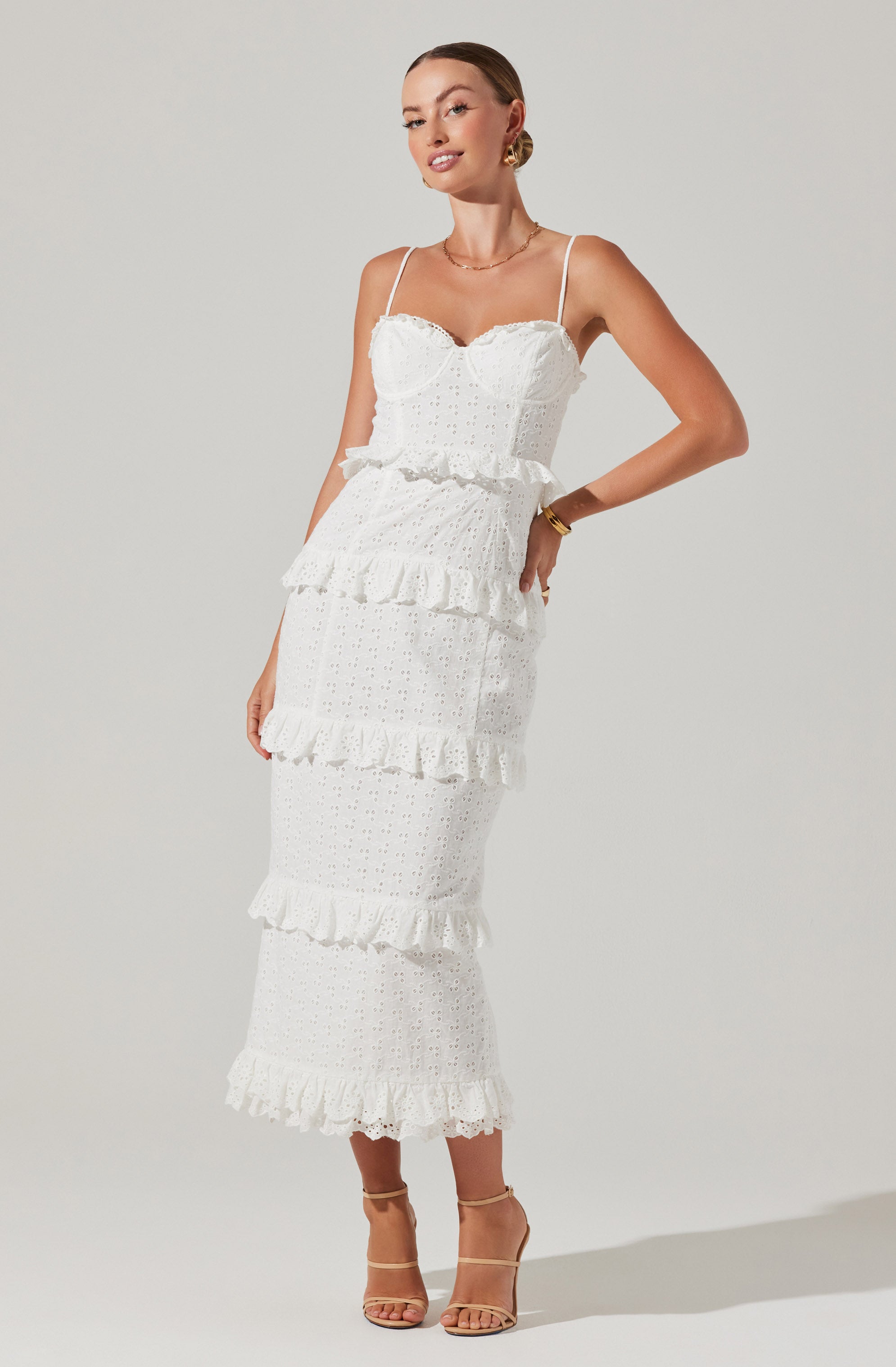 Sandrima Tiered Ruffle Trim Dress-Aljck