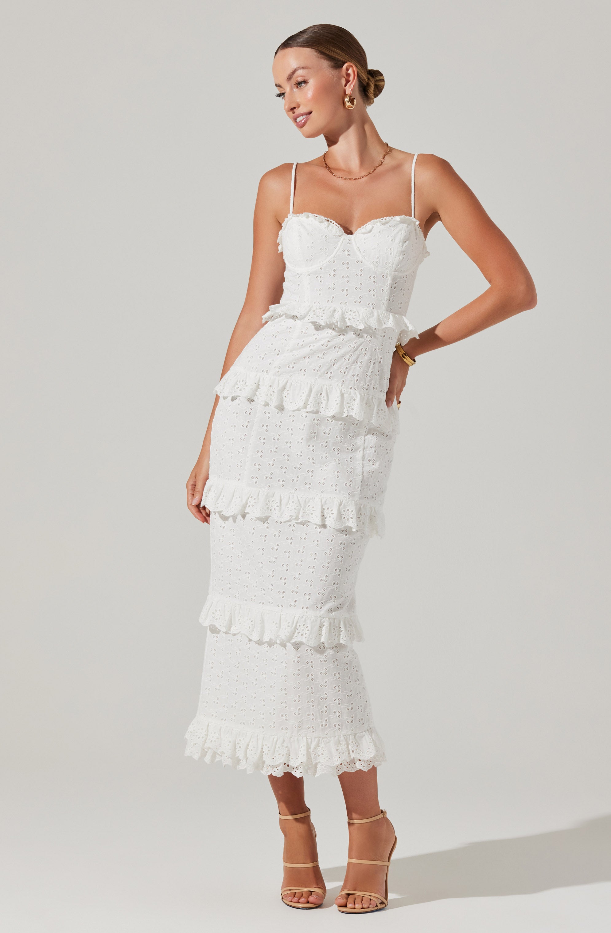 Sandrima Tiered Ruffle Trim Dress-Aljck