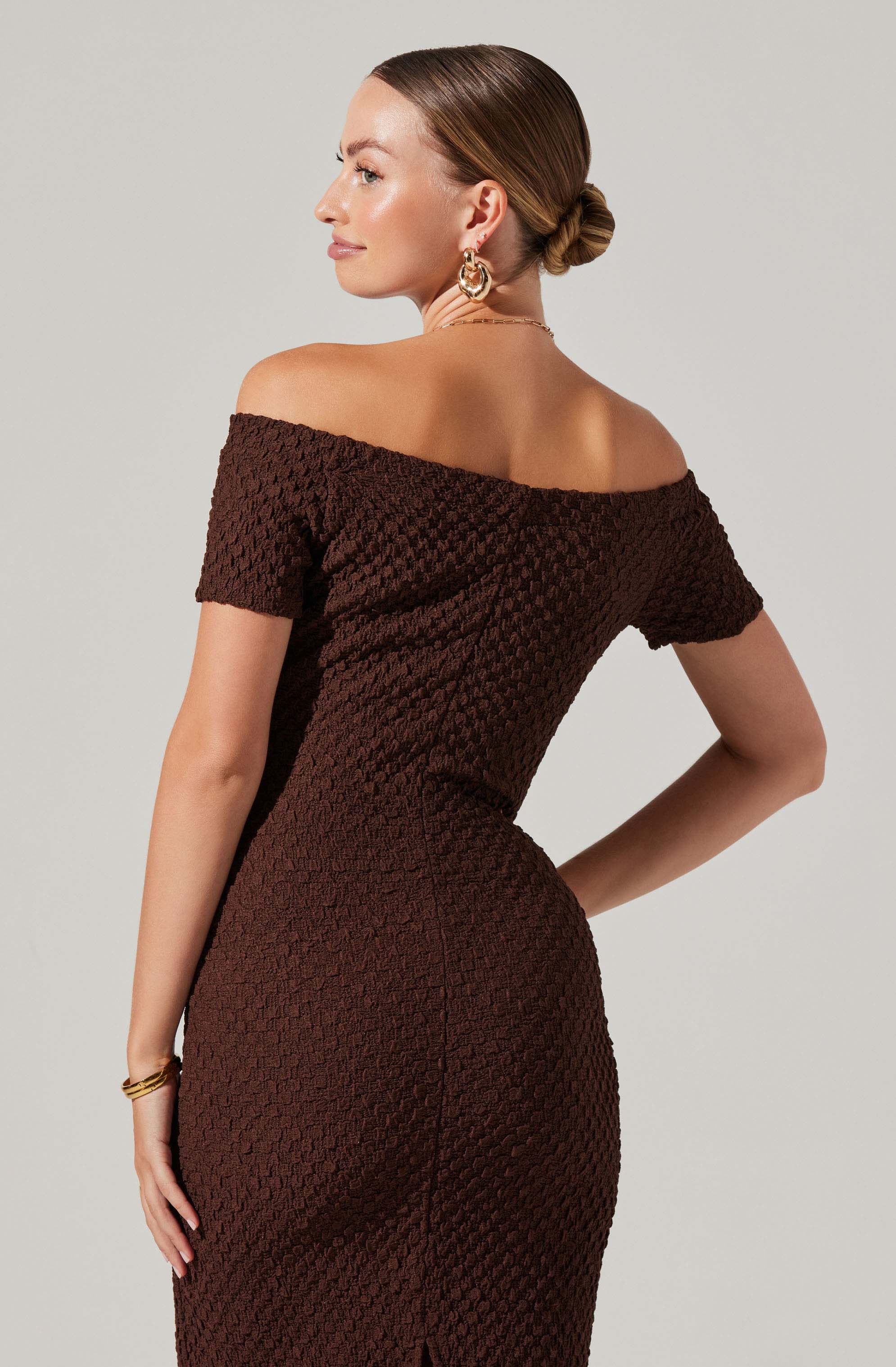 Promise Off Shoulder Midi Dress-Aljck