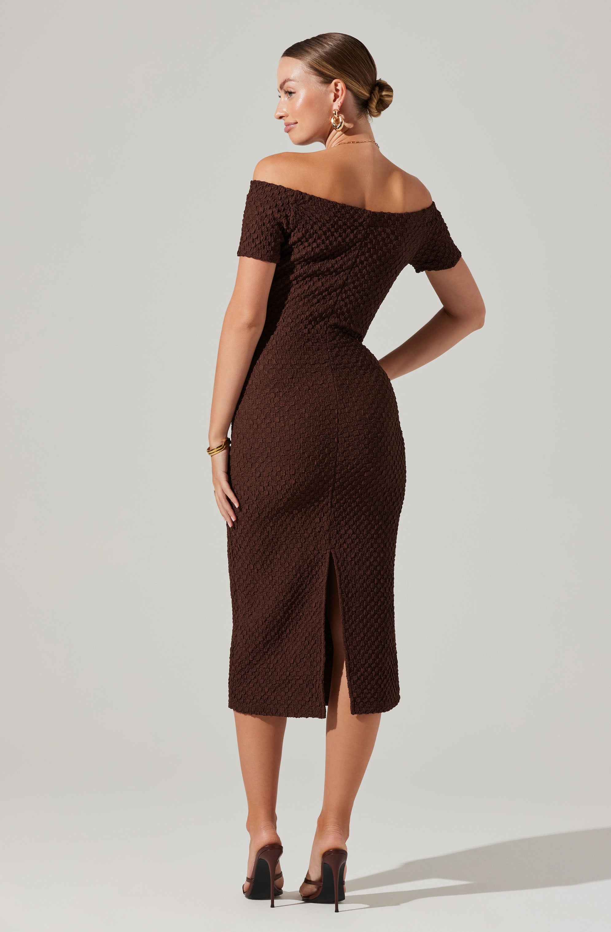 Promise Off Shoulder Midi Dress-Aljck