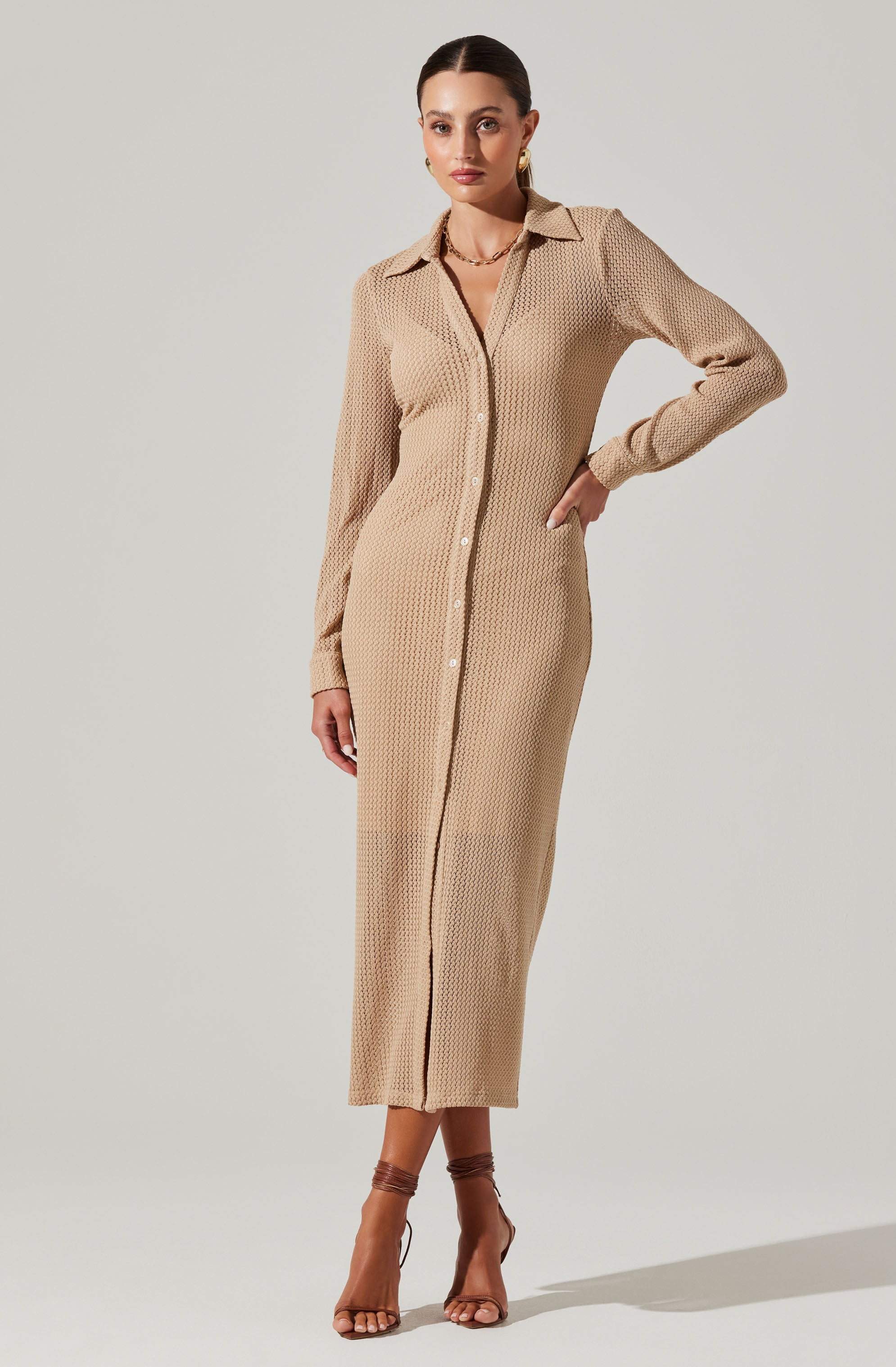 Tawna Open Stitch Midi Dress-Aljck