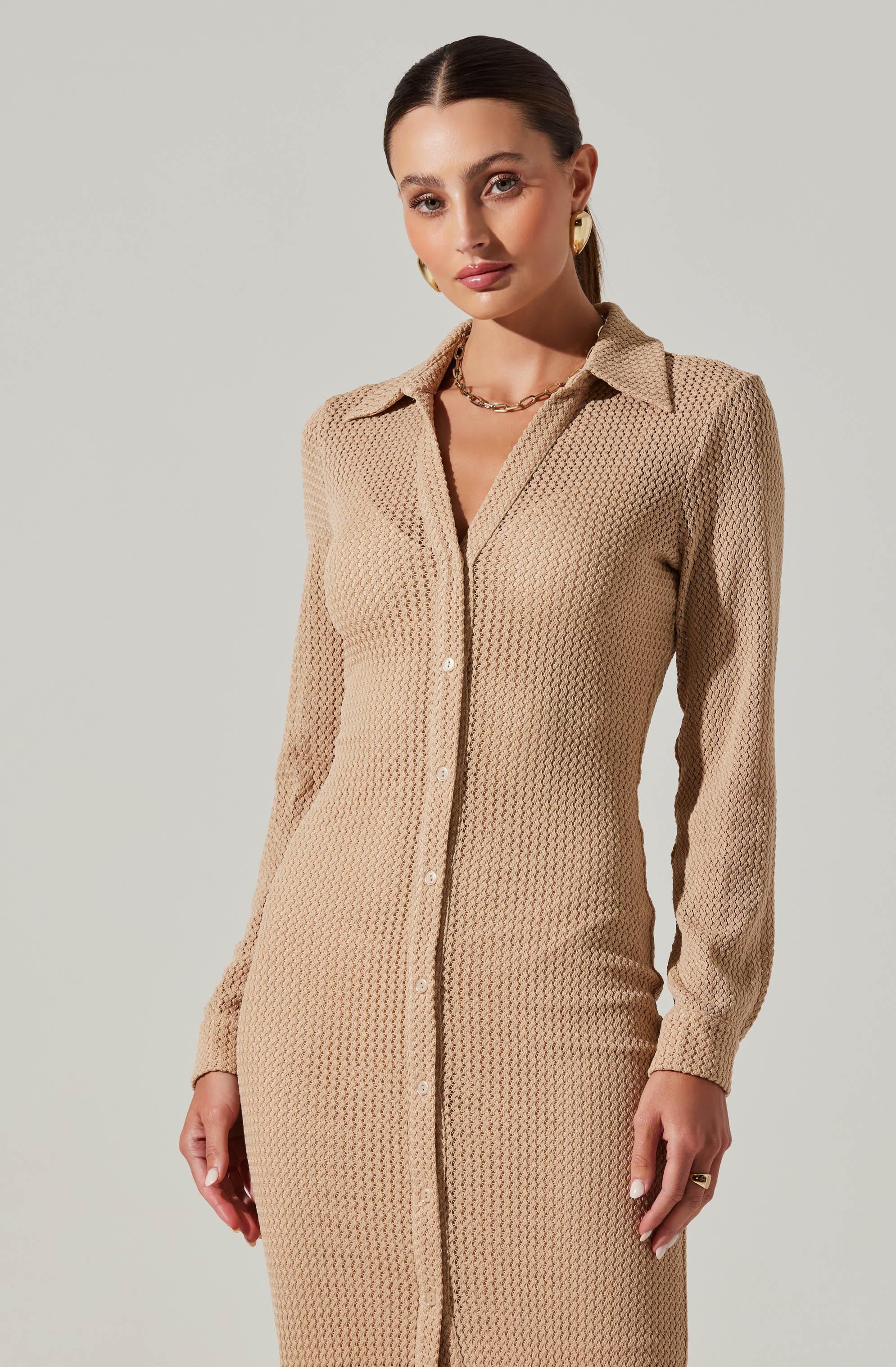 Tawna Open Stitch Midi Dress-Aljck