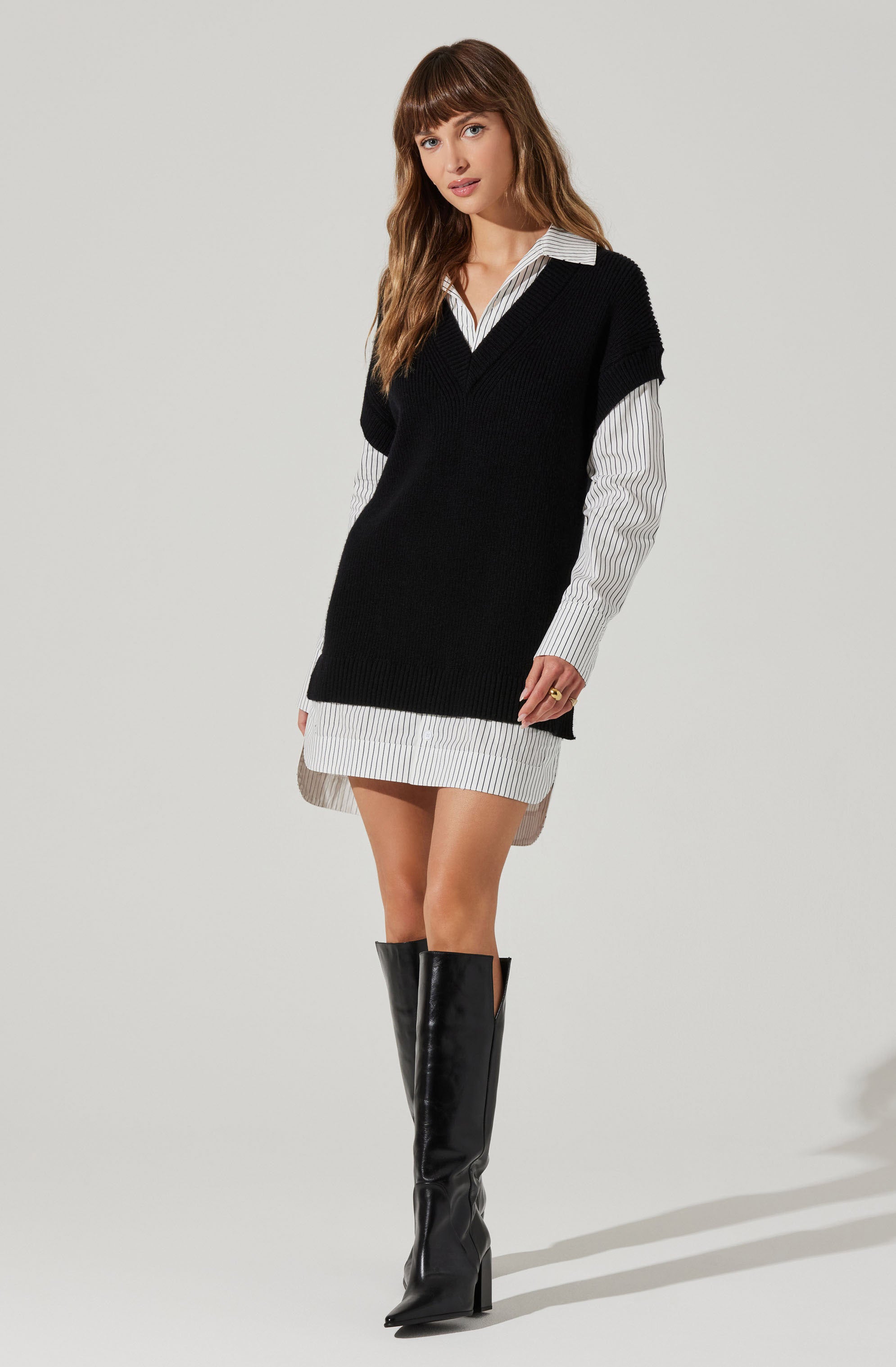 Ishilly Layered Sweater Dress-Aljck
