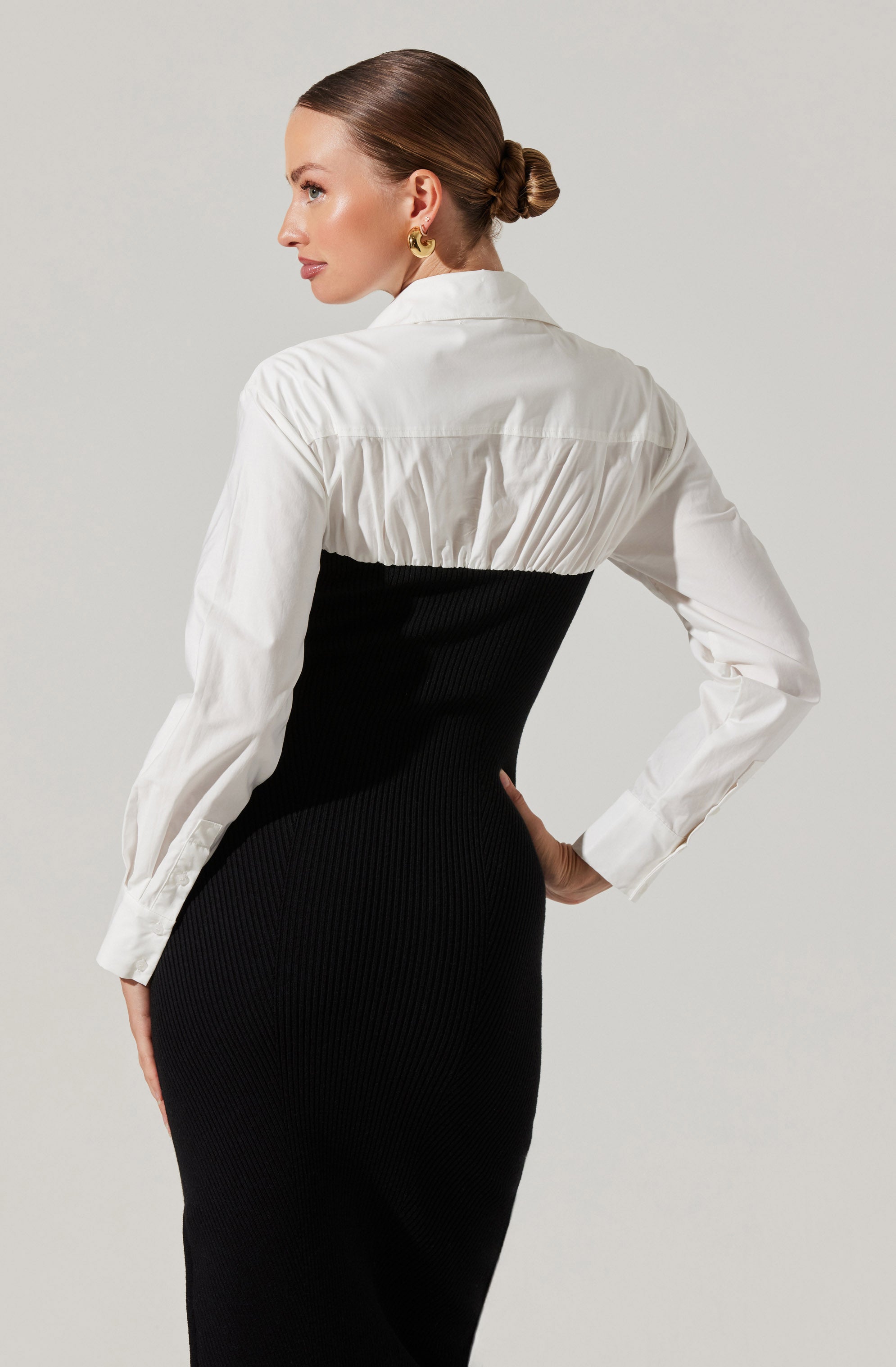 Allyn Contrast Midi Sweater Dress-Aljck