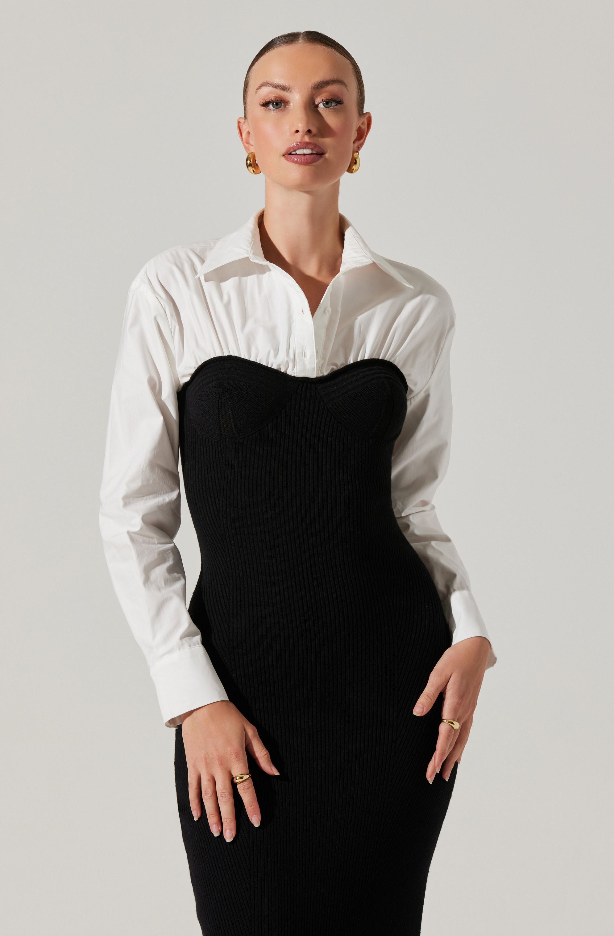 Allyn Contrast Midi Sweater Dress-Aljck