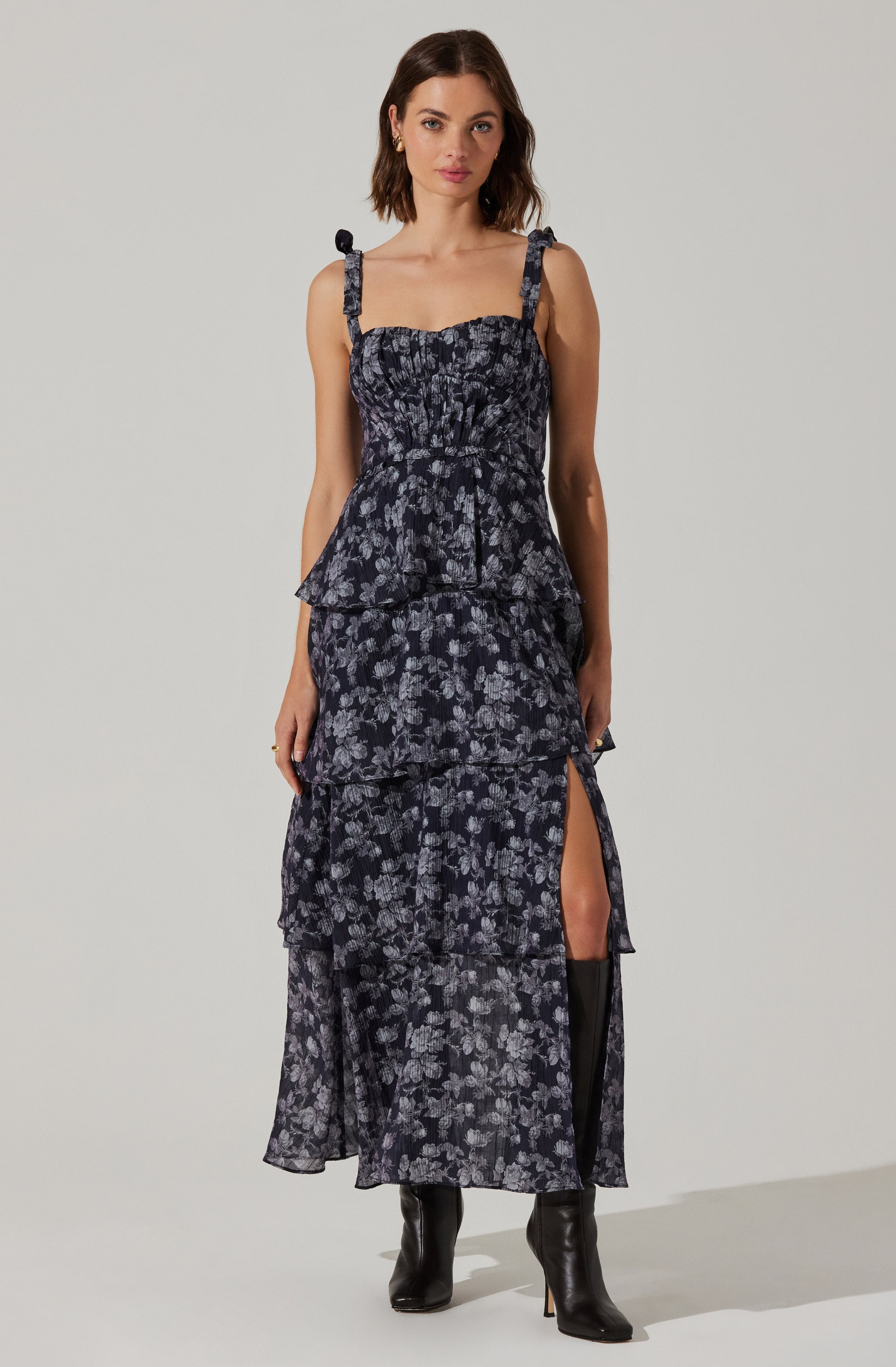 Mellorie Floral Tiered Maxi Dress-Aljck