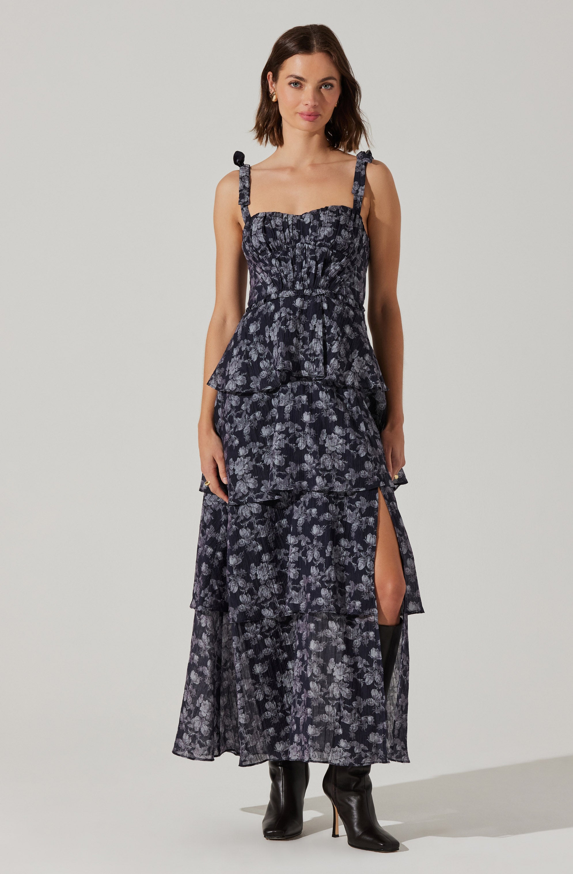 Mellorie Floral Tiered Maxi Dress-Aljck