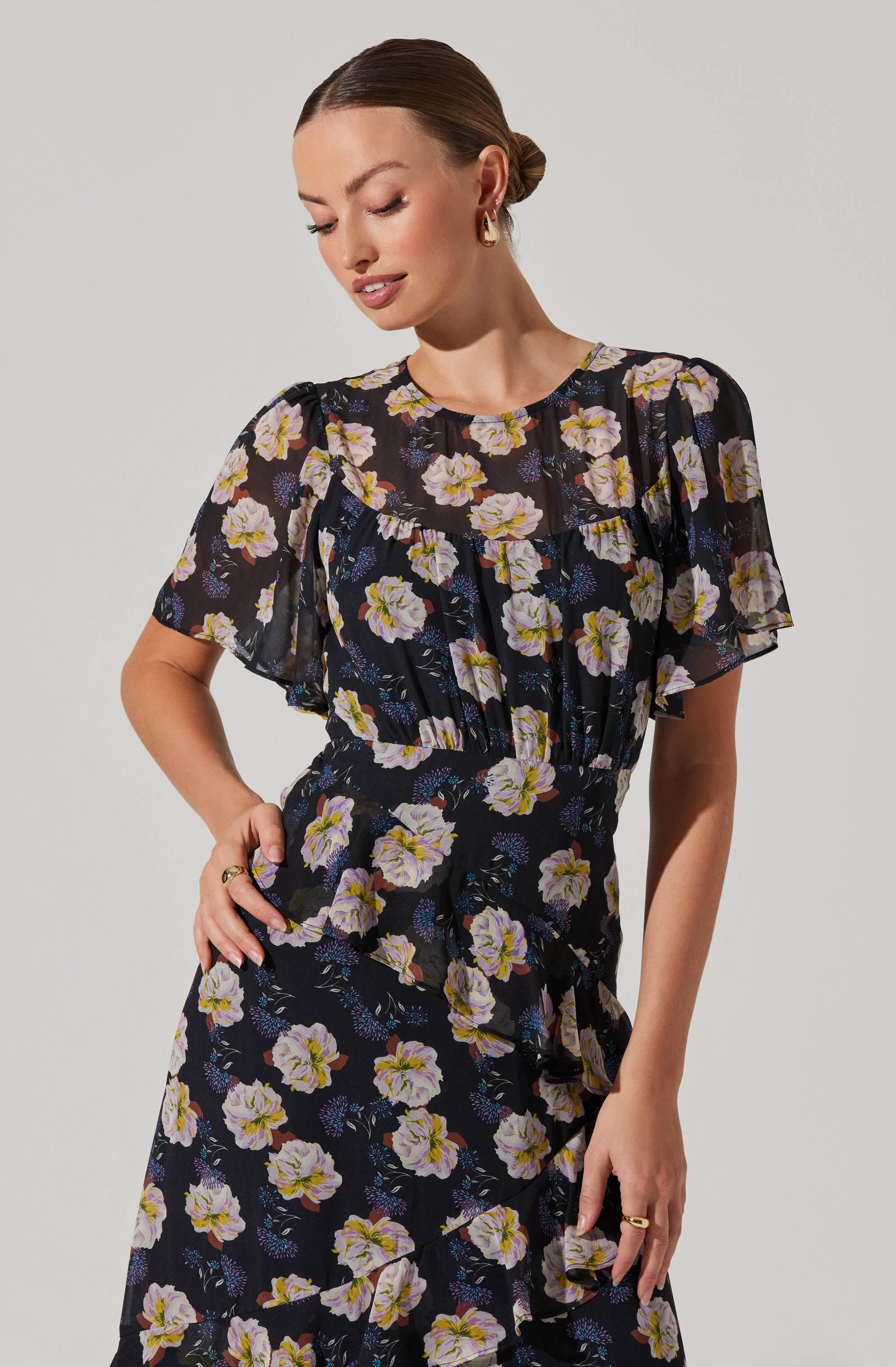 Floramae Floral Midi Dress-Aljck