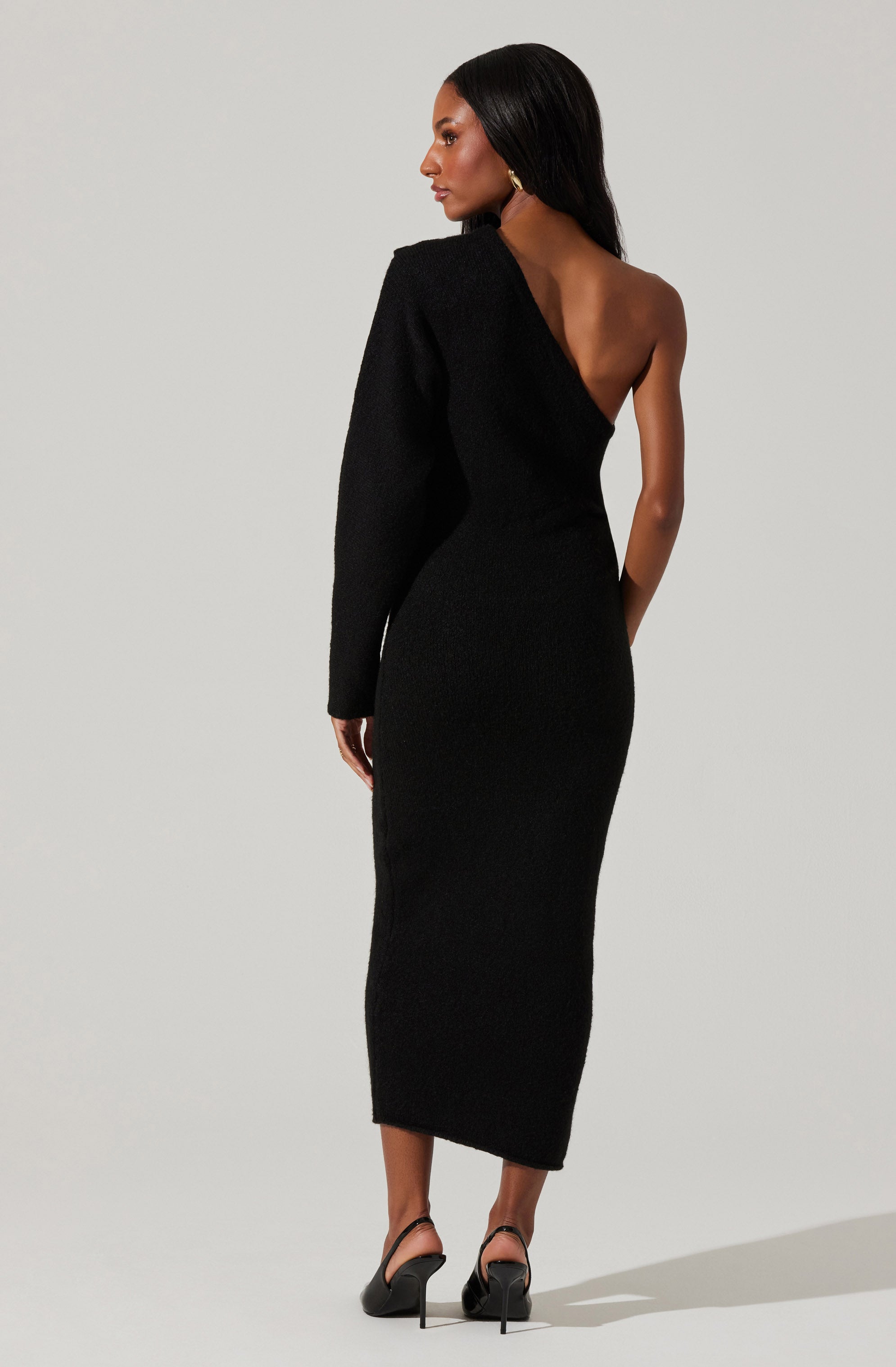 Finola One Shoulder Sweater Dress-Aljck