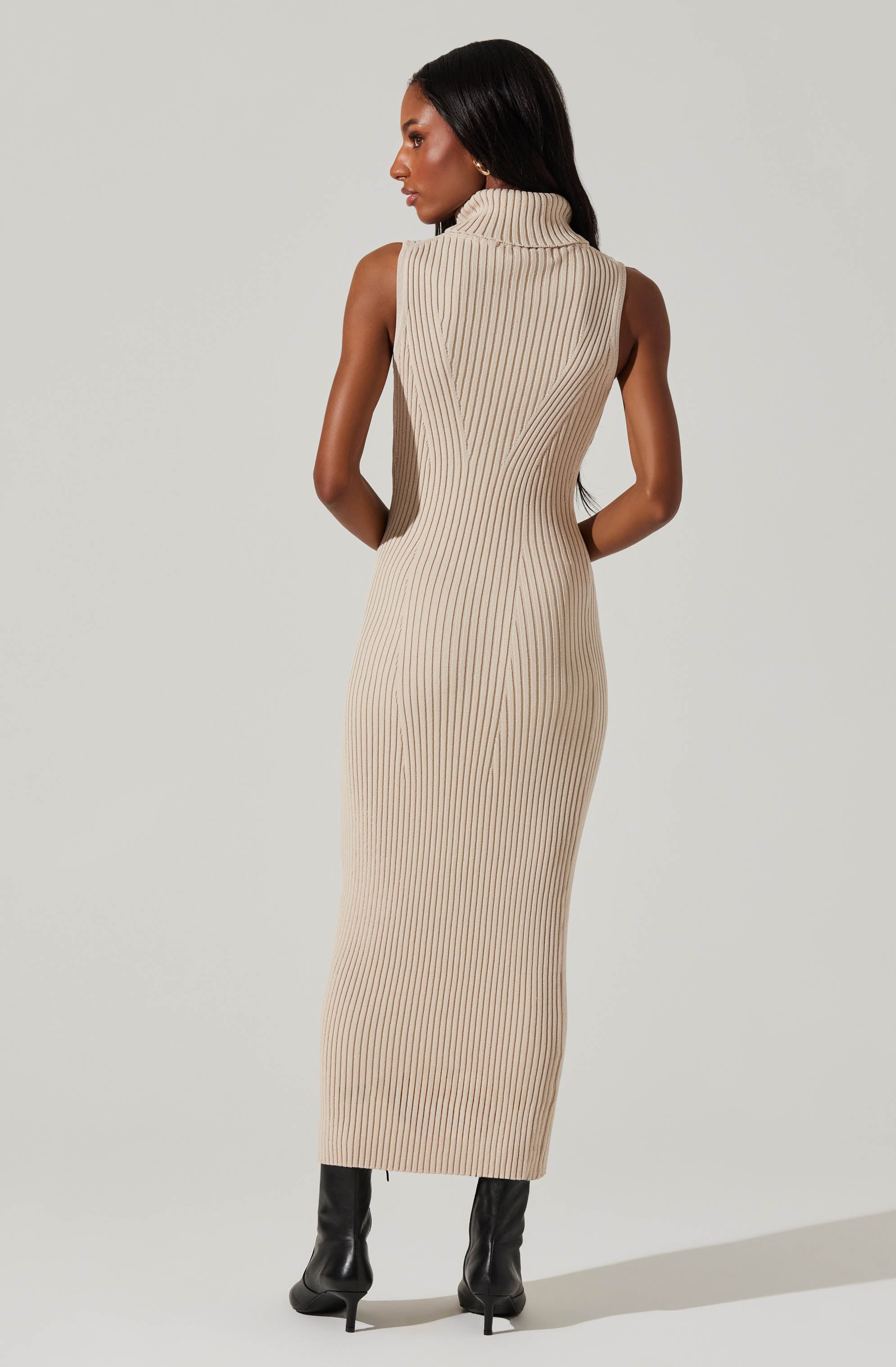Channary Sleeveless Turtleneck Sweater Dress-Aljck
