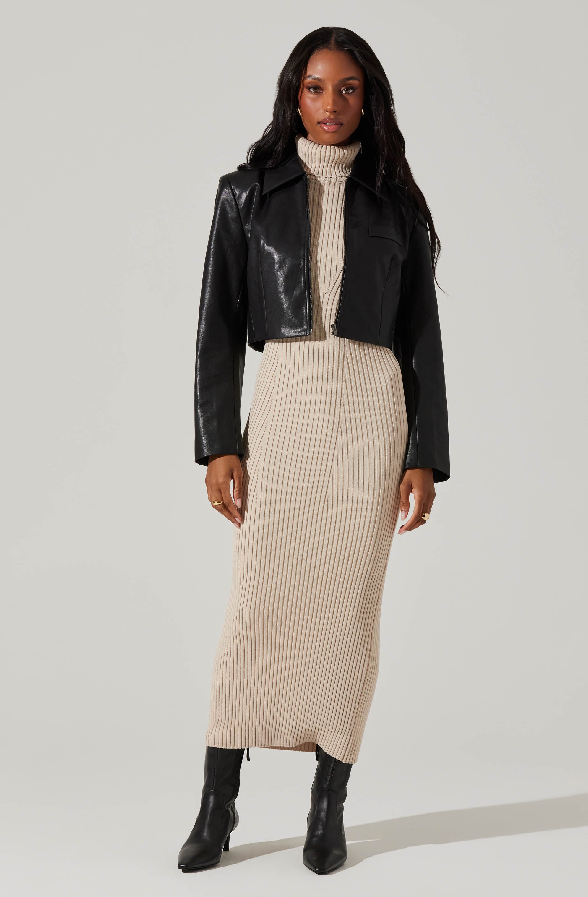 Channary Sleeveless Turtleneck Sweater Dress-Aljck